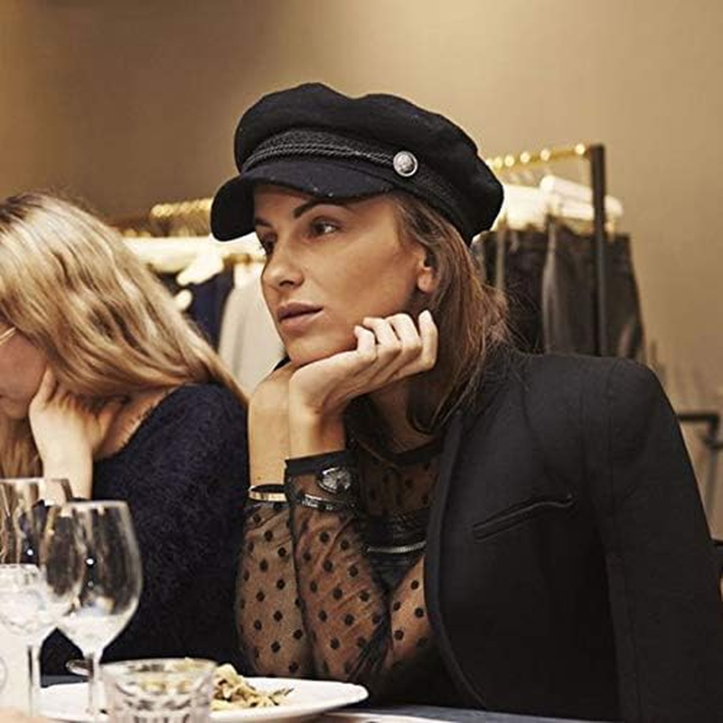 TRADERPLUS Womens Wool Blend Visor Beret Cap Newsboy Hat, Black image number 6