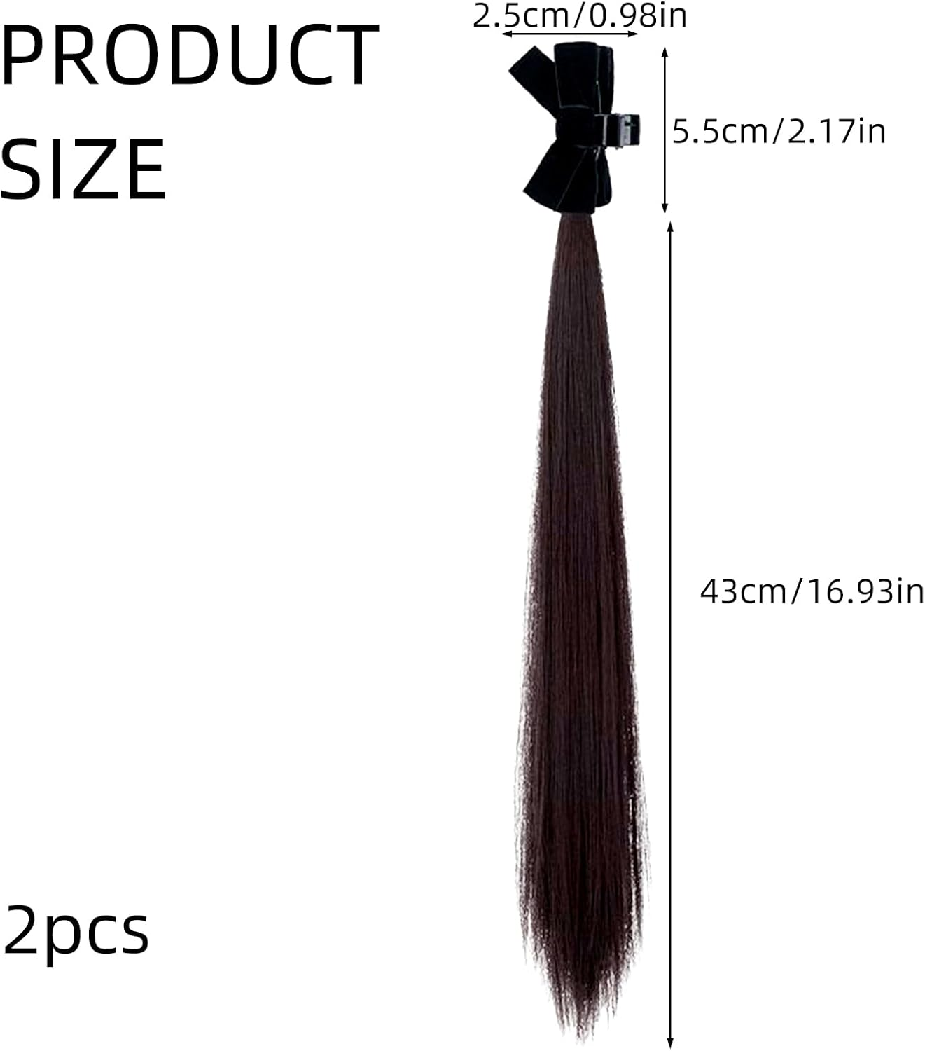 NICENEEDED 16.9 Inch Ponytail Extension with Grappling Clip Brownish Black Straight Hair Extensions Ponytail Hairpieces for Women Everyday Use image number 1
