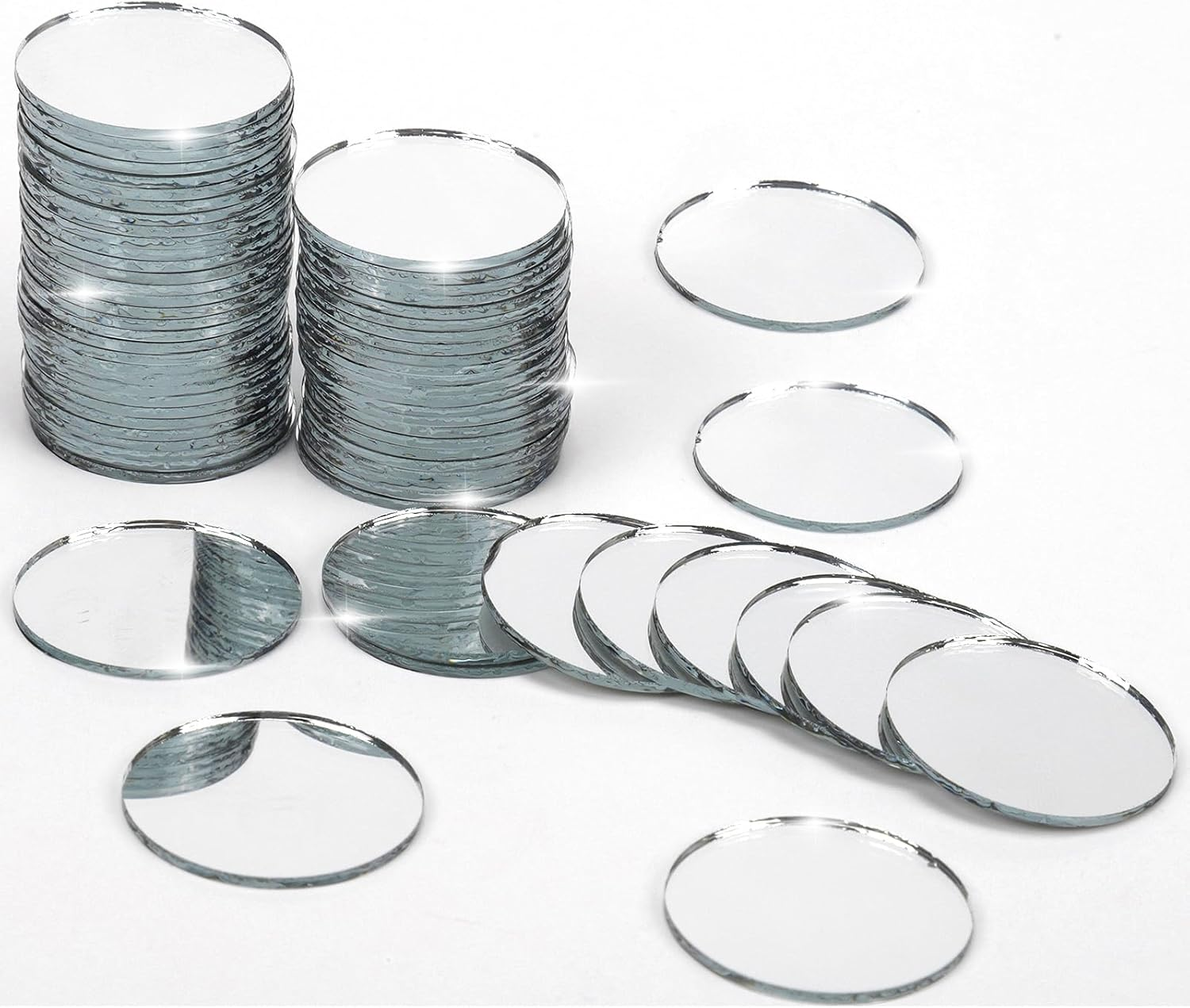 60 Pieces Small Circle Craft Mirror, 2 Inch Mini Mosaic Mirror Tiles round Decorative Glass Mirror for DIY Crafts image number 4