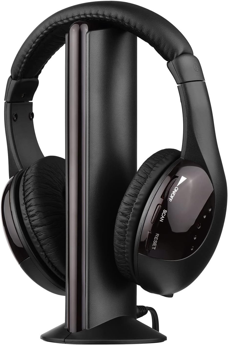 Nurdo 5-In-1 Wireless Headset FM Hi-Fi Wireless Headphone Emitter&Receiver Set FM Radio Computer TV Monitor Cordless Headphone Wired Headset with Microphone for TV Listening Voice Chatting