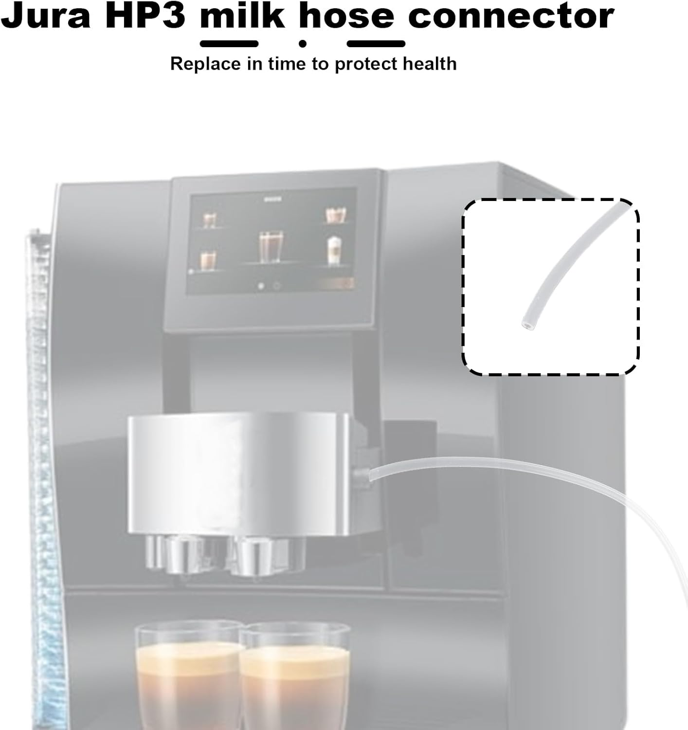 Lasuroa 2 Pcs Milk Tubes Hoses with 4 Connectors, 14.96In Silicone Milk Tube Hoses Replacement Ideal Replacement Accessories for Jura HP3 Coffee Machines image number 3