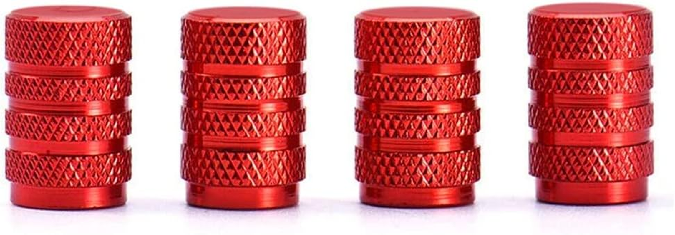 Marcraft Red Metal Pattern Tyre Wheel Alloy Valve Caps Dust Caps (4 Pack) Universal for Cars, Suvs, Bicycles, Motorcycles, Trucks | Rubber Airtight Seal | Aluminium Alloy | Screw-On image number 3