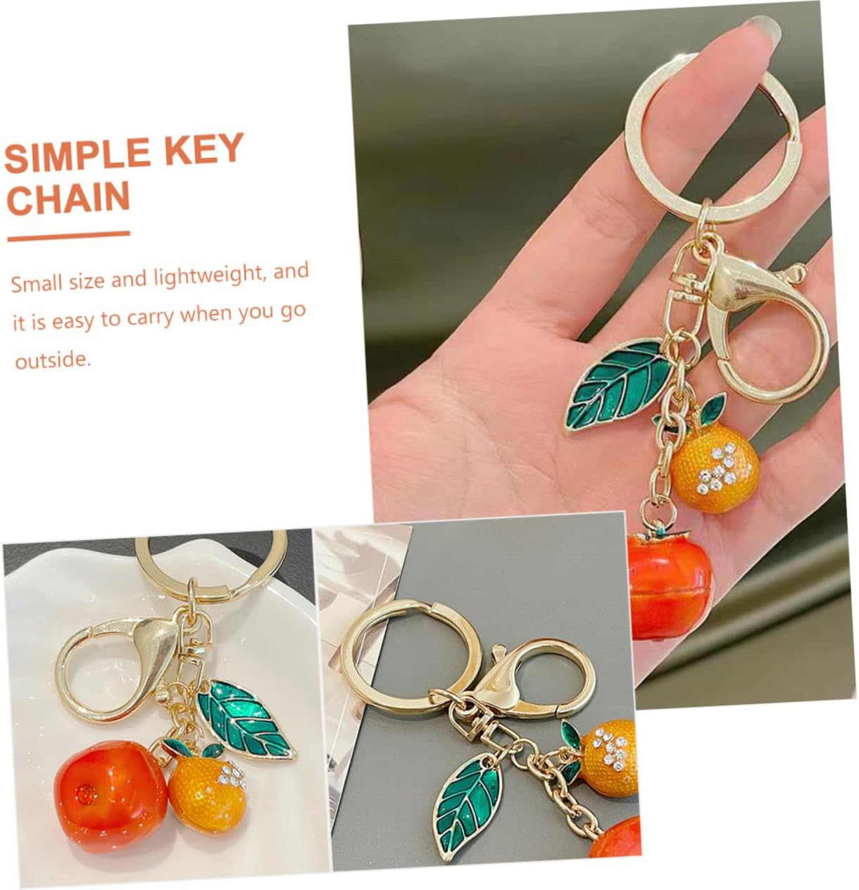 2Pcs Key Chain Pendant Decorative Keychain Accessories Backpack Fruit Pendant Keychain Charms Car Key Chains Car Rhinestone Ornament Crystal Child Bulk Bags image number 7