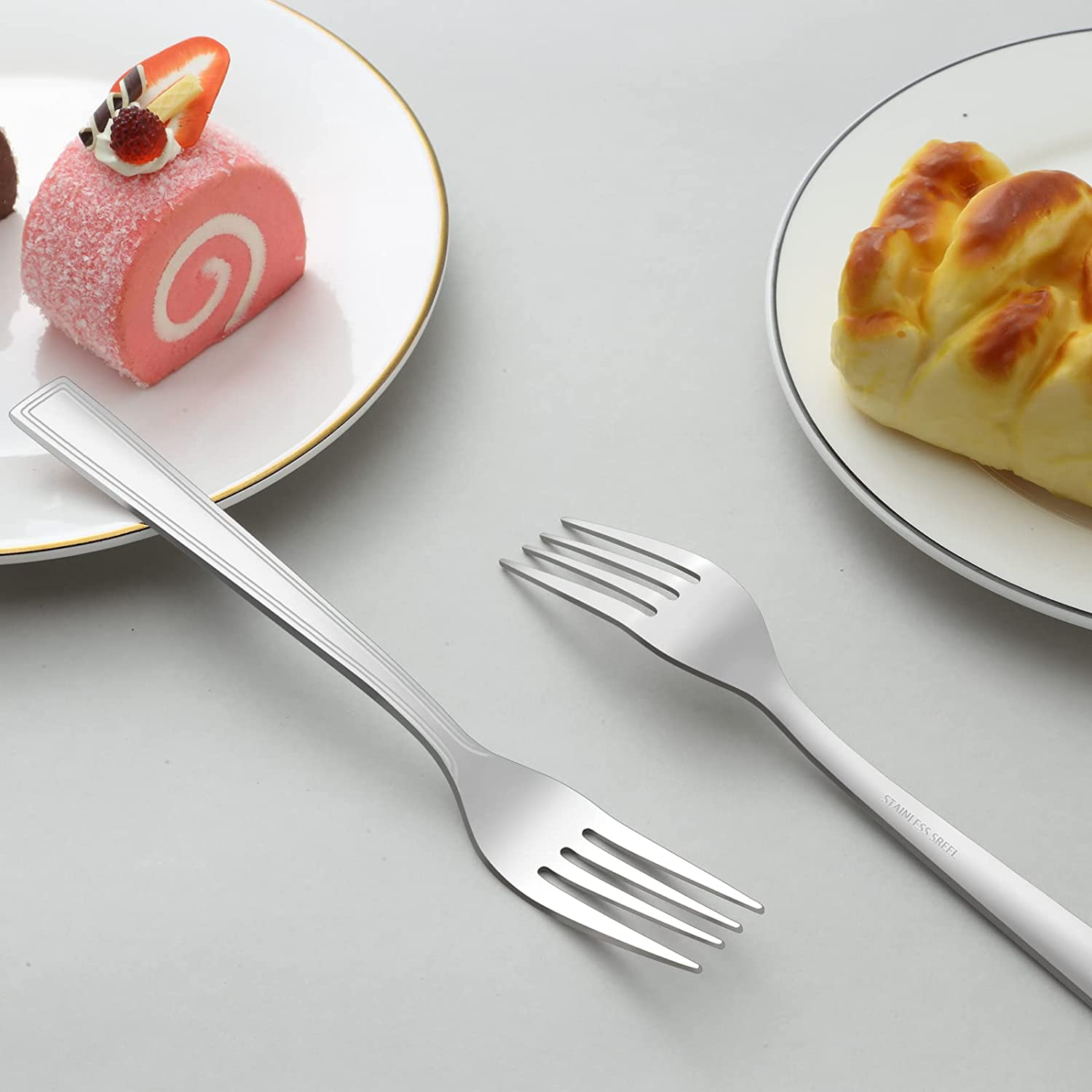 Table Forks 24 Pieces, Hunnycook Stainless Steel Fork Set, Cutlery Forks Suitable for Home Restaurant Outdoor Dishwasher Safe image number 3