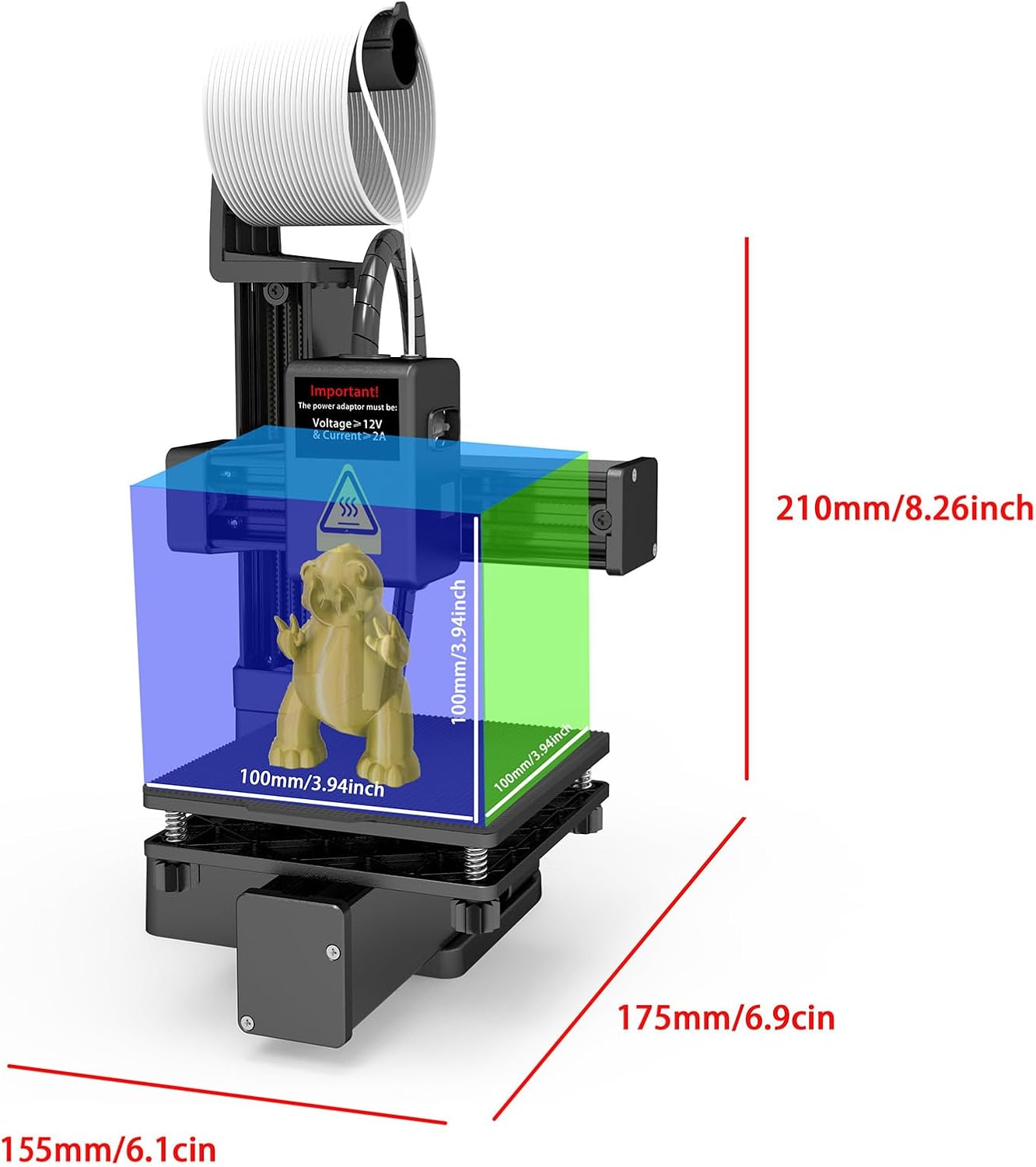 3D Printer for Beginner, 40Mm/S FDM 3D Printers, 4X4X4In Printing Size, Frequency Division Multiplexing 3D Printing Machine for Home Office School (AU Plug) - White image number 5