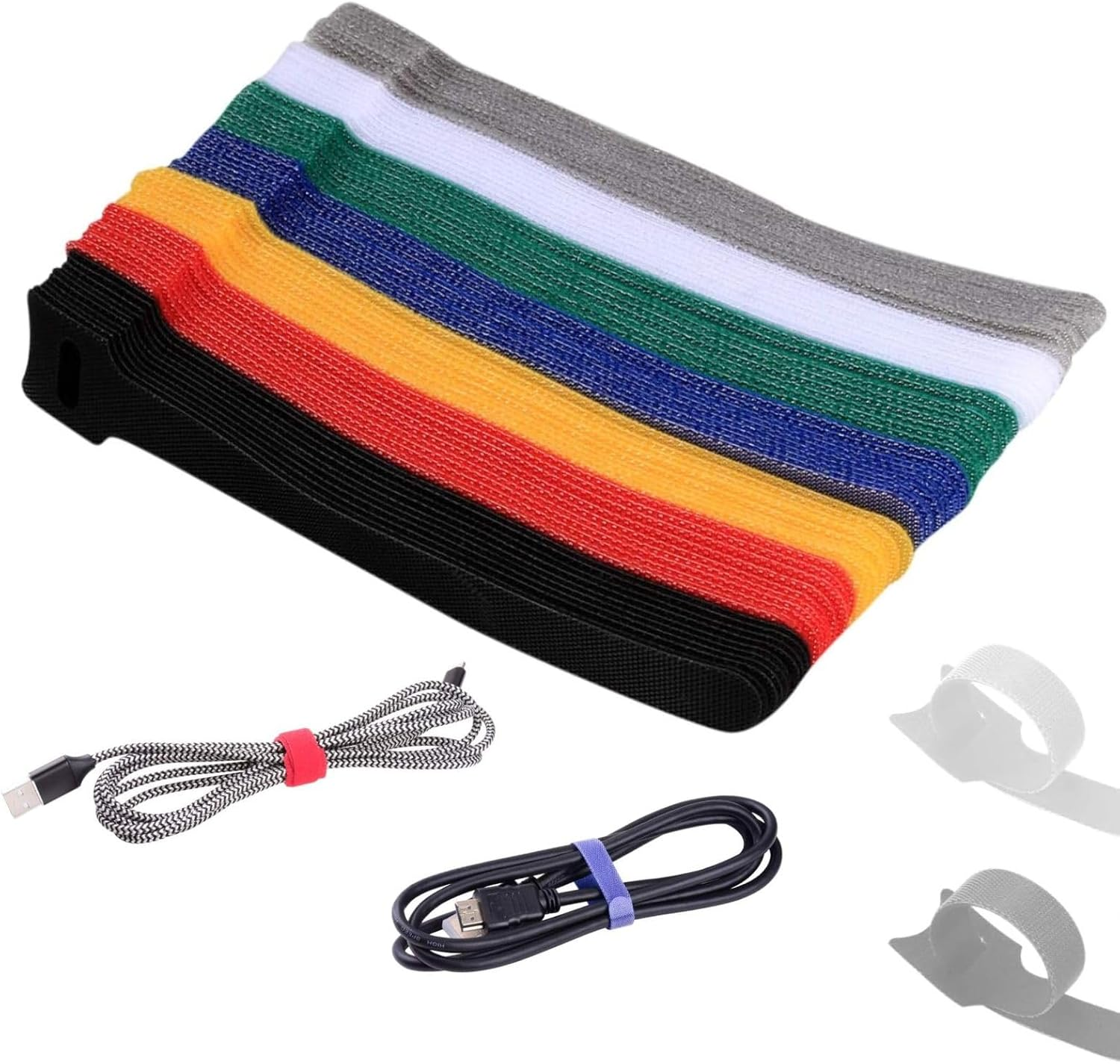 100 Pcs Heavy Duty Reusable Cable Ties 15 Cm (6 Inch) - Adjustable Cord Organizer Straps for Wire Management, Home Office Electronics - 7 Colors image number 6