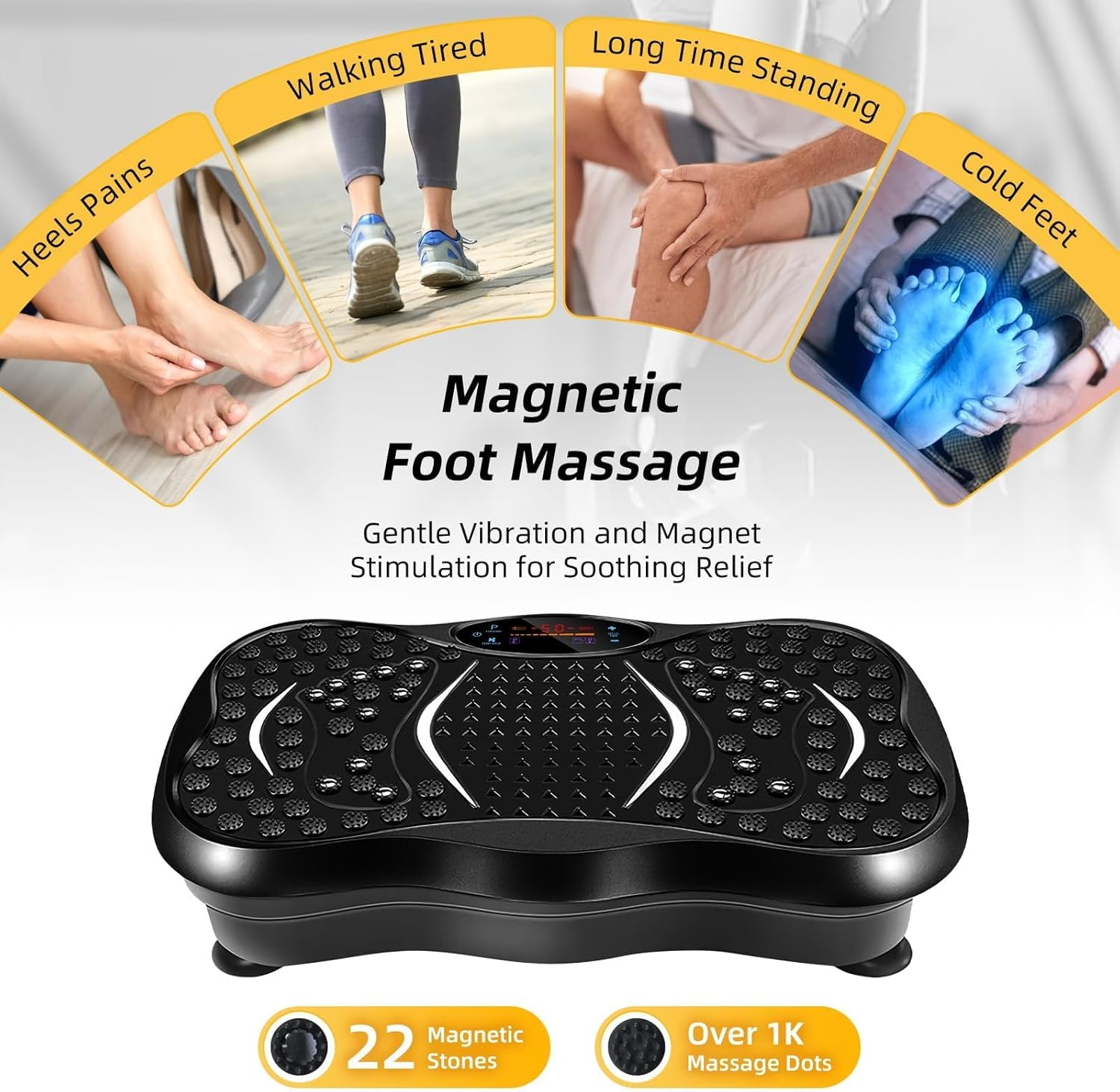 Vibration Plates, Vibration Fitness Exercise Machine for Home Use, with Bluetooth Speaker, 5 Program Modes, 2 Resistance Bands, Vibration Fitness Trainer, 330Lb Max Load image number 4