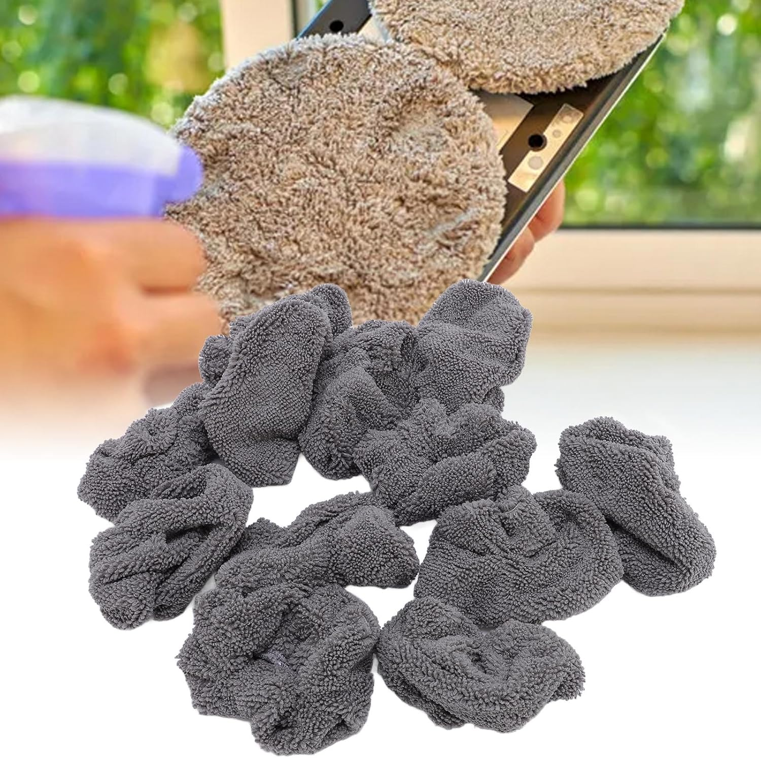 12Pcs Window Cleaning Robot Replacement Pads, round Reusable Glass Cleaning Robot Cloths, Easy to Install and Remove, Automatic Window Cleaning Robot Pad for Home and Commercial image number 4