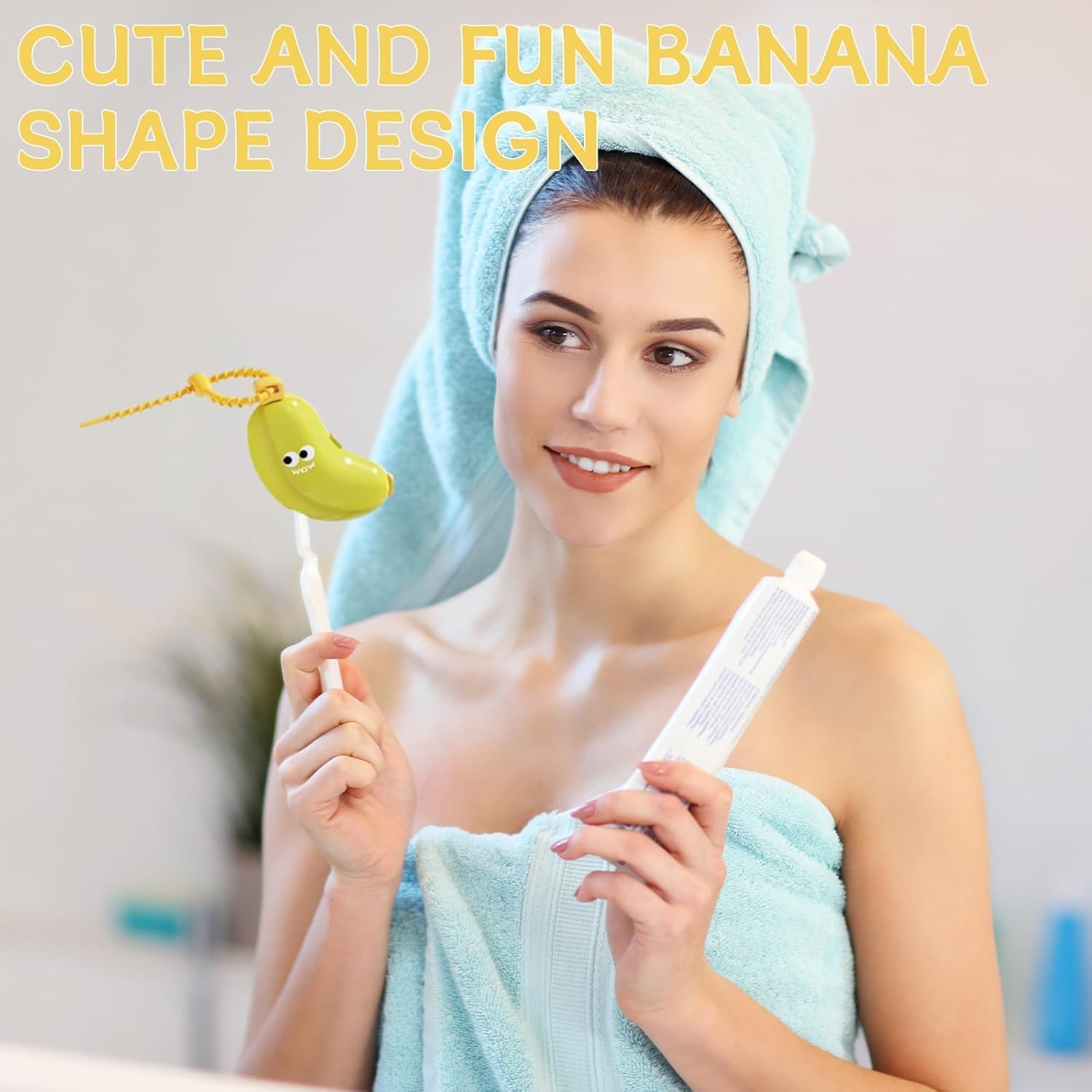 2Pcs Banana Toothbrush Head Cover - Travel Toothbrush Protector with Toothpaste Case, Portable Reusable Organizer for Electric & Manual Toothbrushes, Fruit Design, Home & Travel Use image number 5