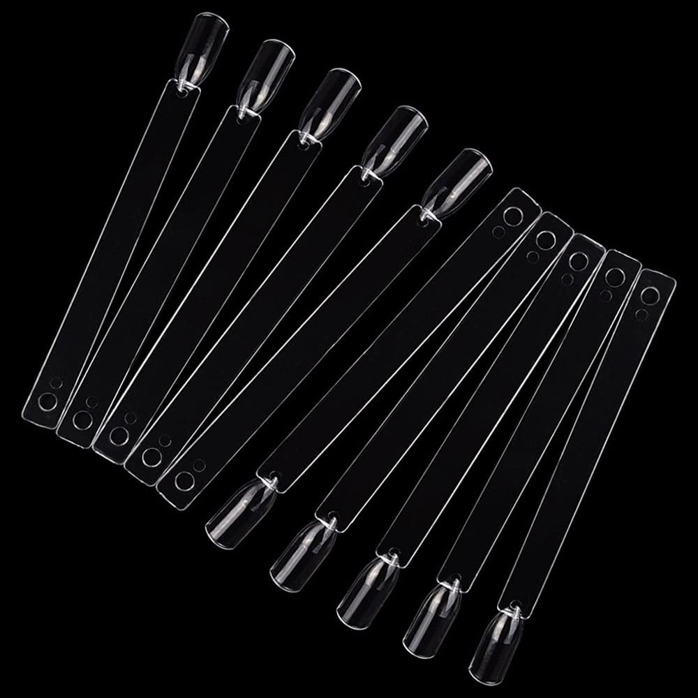 Nail Swatches 100Pcs Nail Swatch Sticks Nail Colour Display Nail Display Tips Nail Art Tips Sticks with Metal Ring for Nail Salon and Beginners(Clear) - Clear+Natural+Labels image number 7