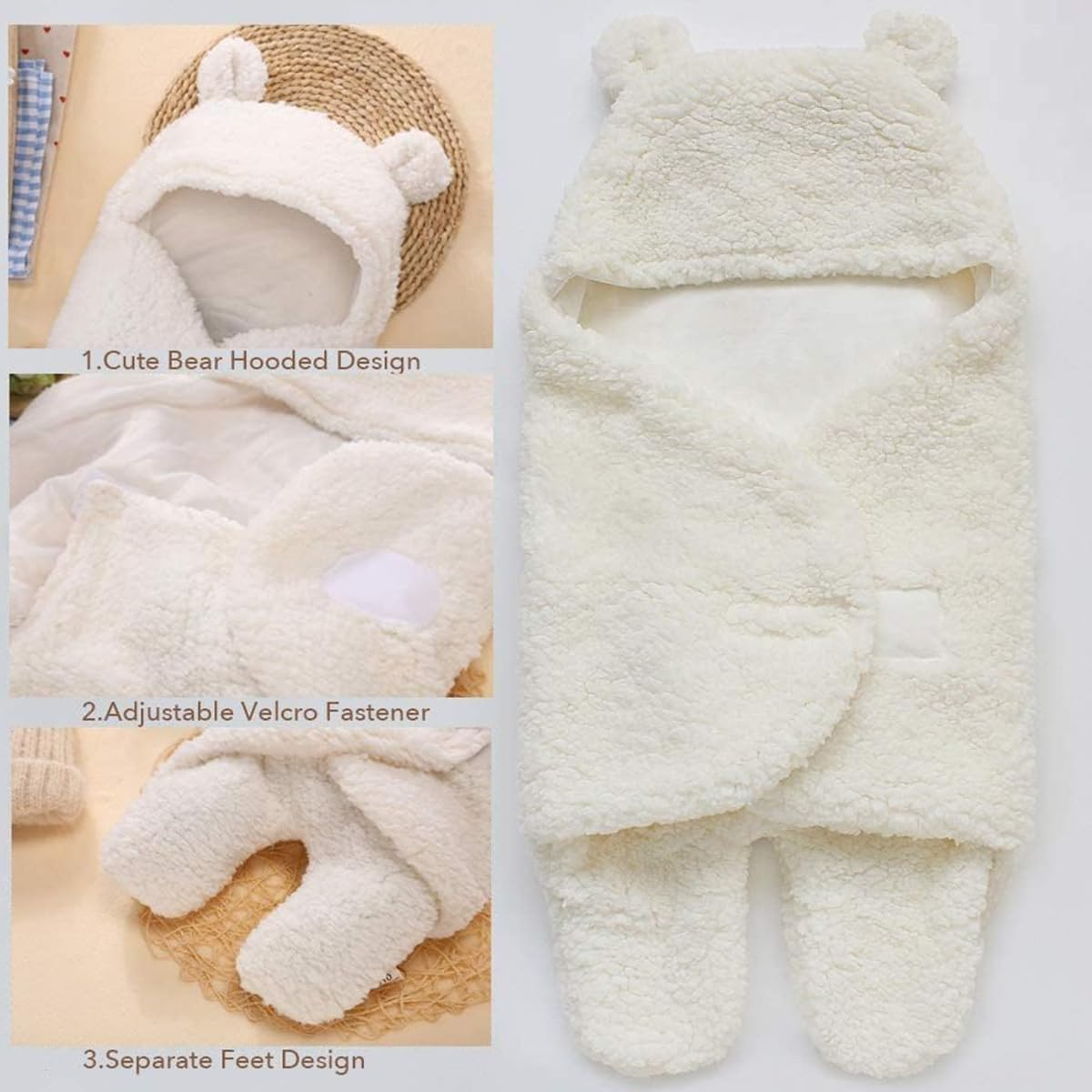 Baby Swaddle Blanket,Baby Sleeping Bag,Newborn Essentials Softness Plush Baby Sleeping Receiving Blanket for Babies 6-12 Months image number 2