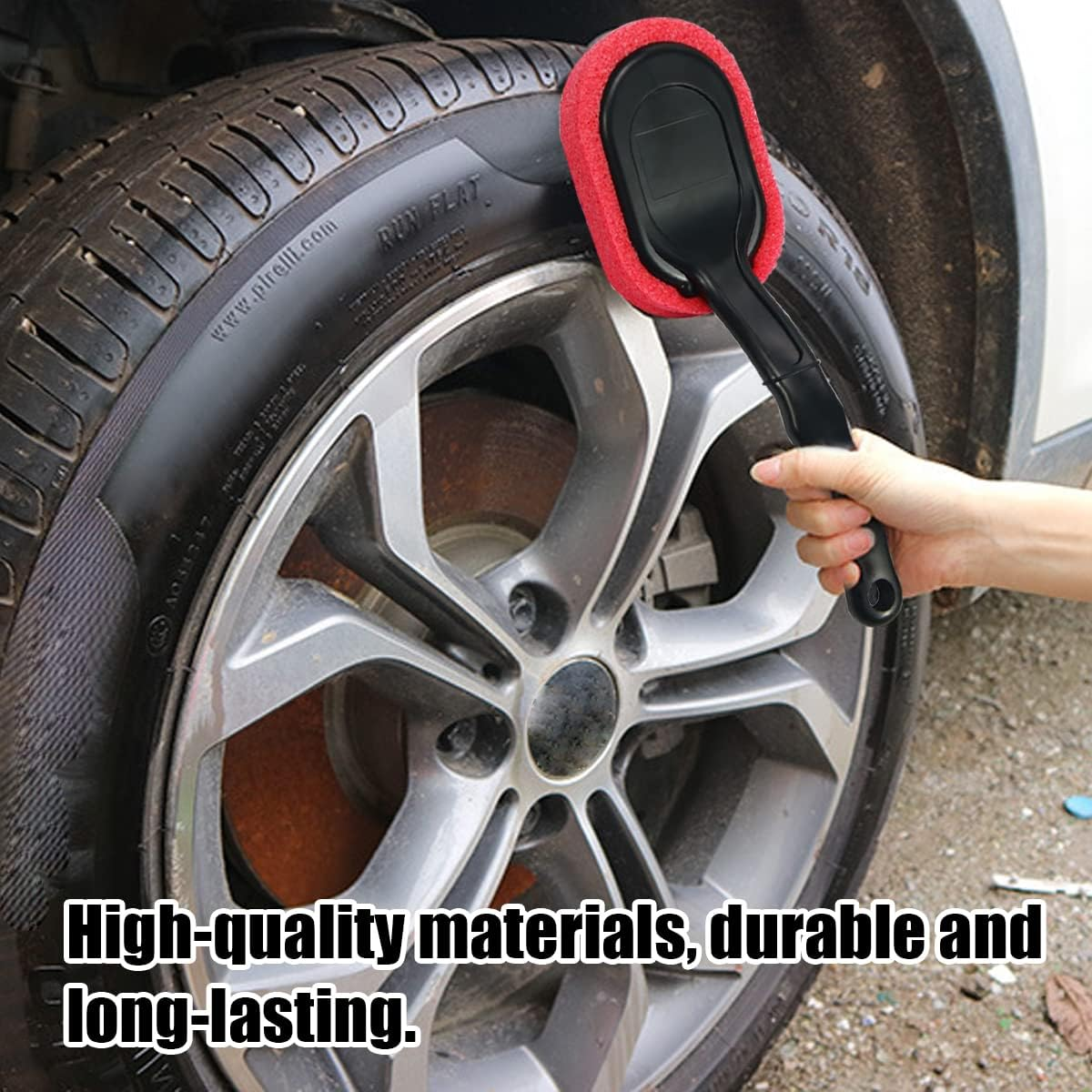 JNNJ Tyre Shine Applicator Brush, Car Tyre Brush with Long Handle, Tyre Care Applicator, Car Tyre Wax Polishing Sponge, Cleaning Brush for All Car Tyres image number 6