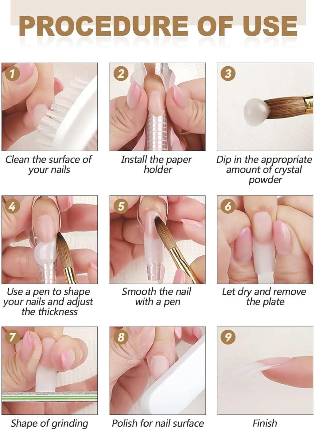 Kalolary Acrylic Nail Powder Set, 2 Colors Pink White Acrylic Powder Professional Nail Acrylic Powder for Nail Acrylic Extension, Nail Carving, Long-Lasting, No Nail Lamp Needed, 2.1 Oz image number 5