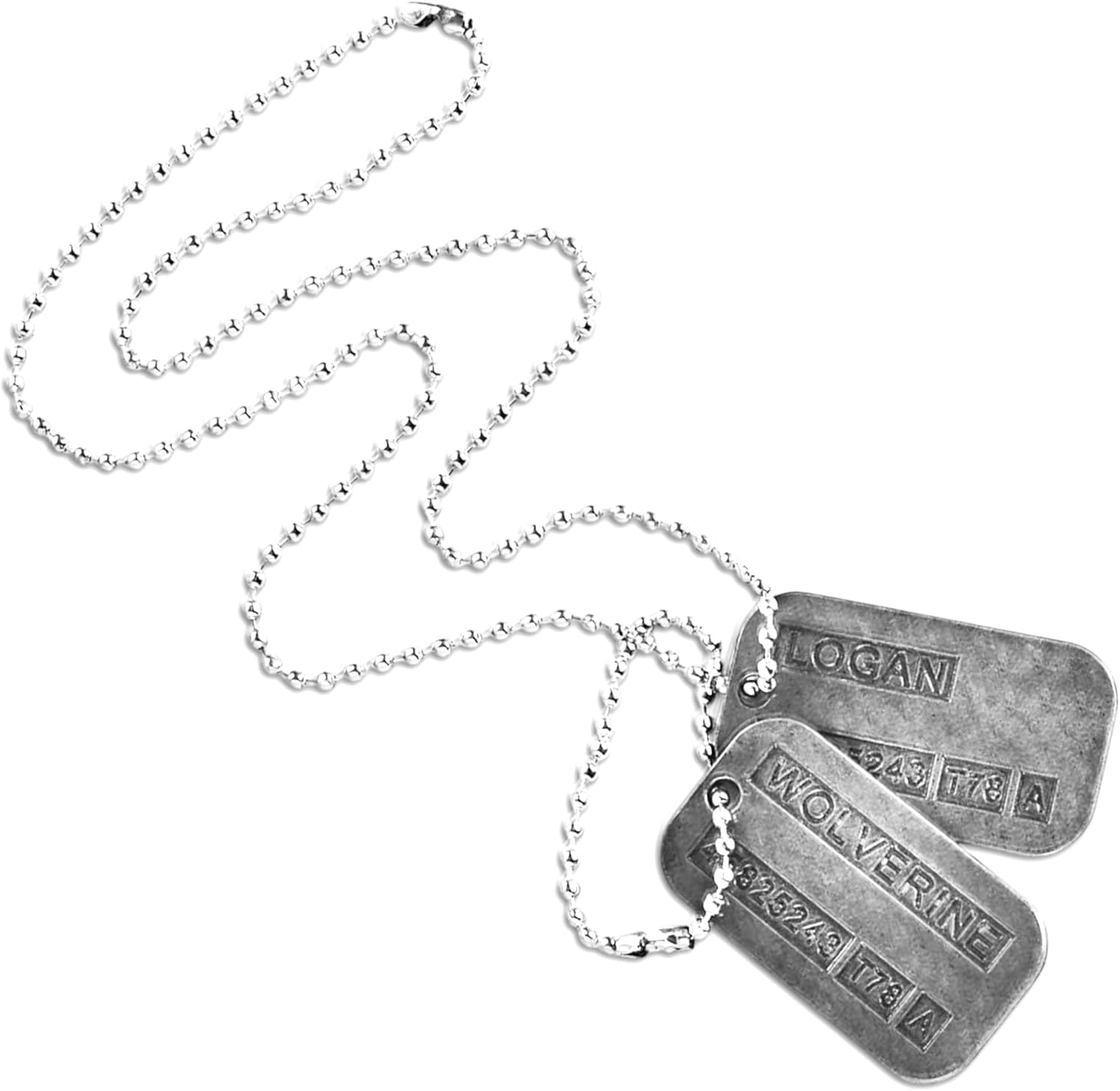 'Wolverine' Logan Military Dog Tags - Movie Costume Cosplay Prop - Stainless Steel Chains&Silencers Included image number 2