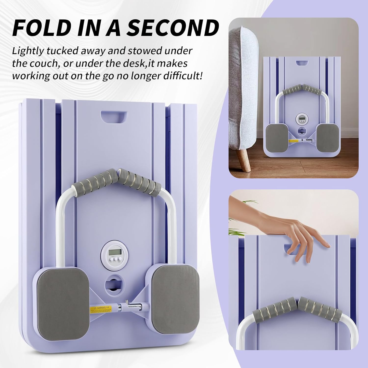 5 in 1 Pilates Reformer, Portable Foldable Pilates Board with Handles, Purple 106Cm X 40Cm X 2.8Cm Multifunctional Exercise Machine Workout Equipment for Women, Core, Abs Workout, Full Body Training image number 1