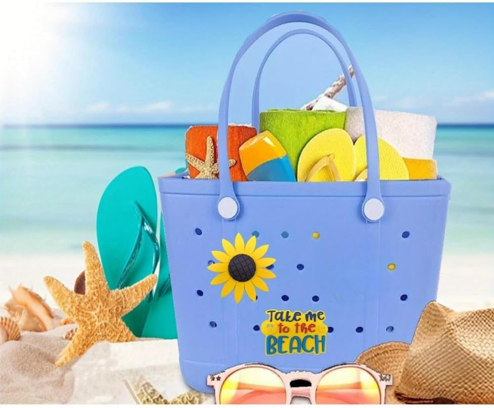 Mcmioeat 9Pcs Bogg Bag Accessories,Bogg Bag Charms Beach Tote Bag Rubber Beach Bag, Decoration Charms for Girls Women, Rubber image number 3