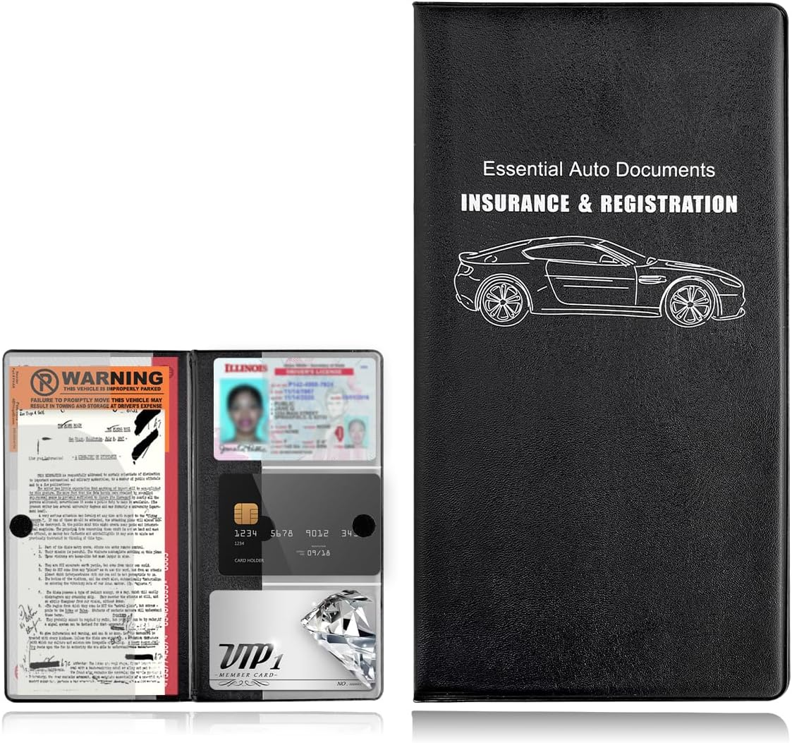 Yourkar Car Registration and Insurance Holder, 9.56"&times;5.19" Automotive Glove Box Organizer, Vehicle Card Document Glove Box Organizer for Documents Cards License, Car Accessories (Gray)