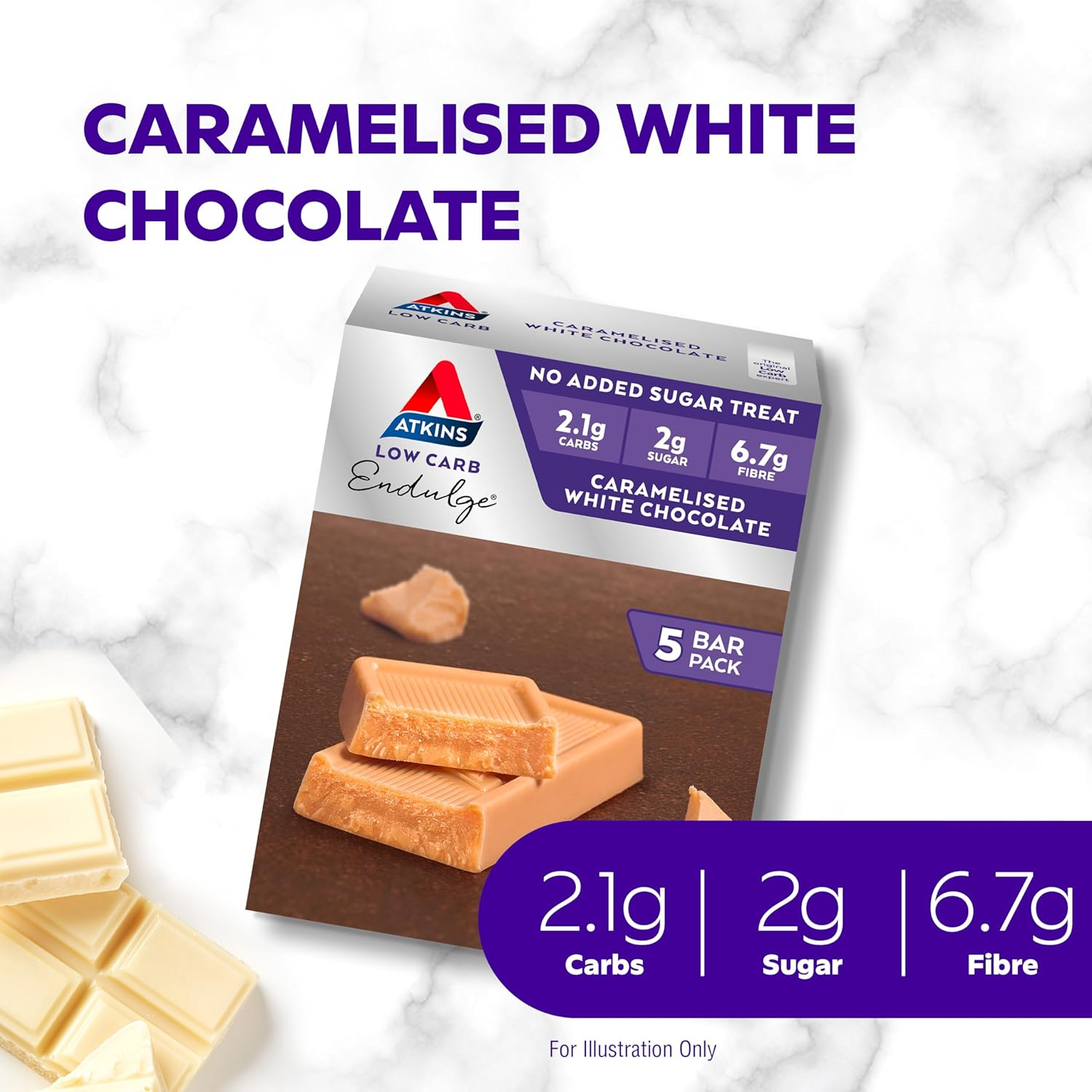 Atkins Endulge Caramelised White Chocolate Bars 5 X 30G image number 6