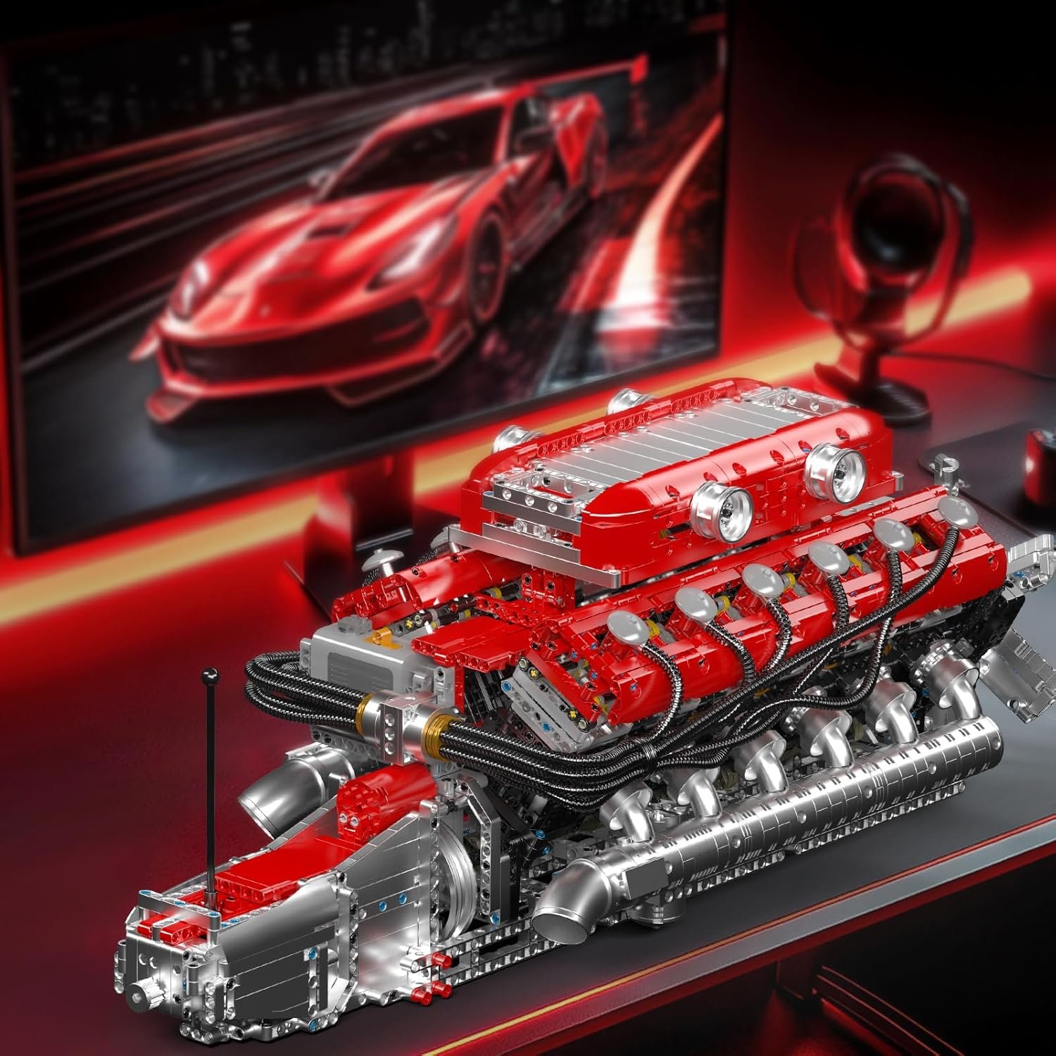 Mould King V12 Engine Building Block Sets, 3472 PCS V12 Engine Building Kits That Works with Motor, Build Your Own 6.5-Liter Engine Model Building Kits, STEM Engine Model for Kids & Adult Age 8+ image number 1