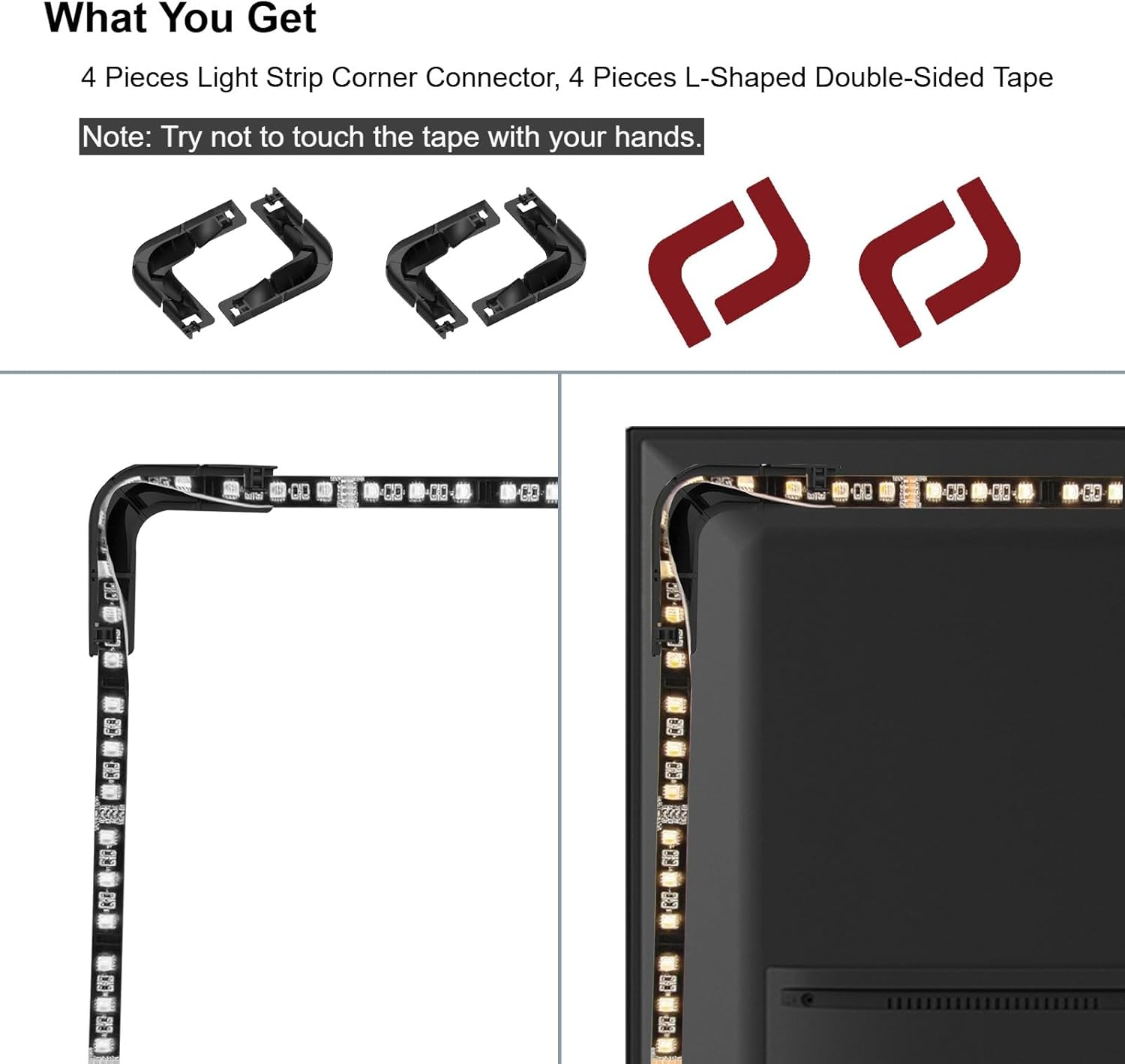 BOXPUT LED L Shaped Corner Bracket Light Strip Connectors Replacement LED Lighting Adapter, Installation Clip for 8Mm to 12Mm LED Strips CH1 (Black) image number 1