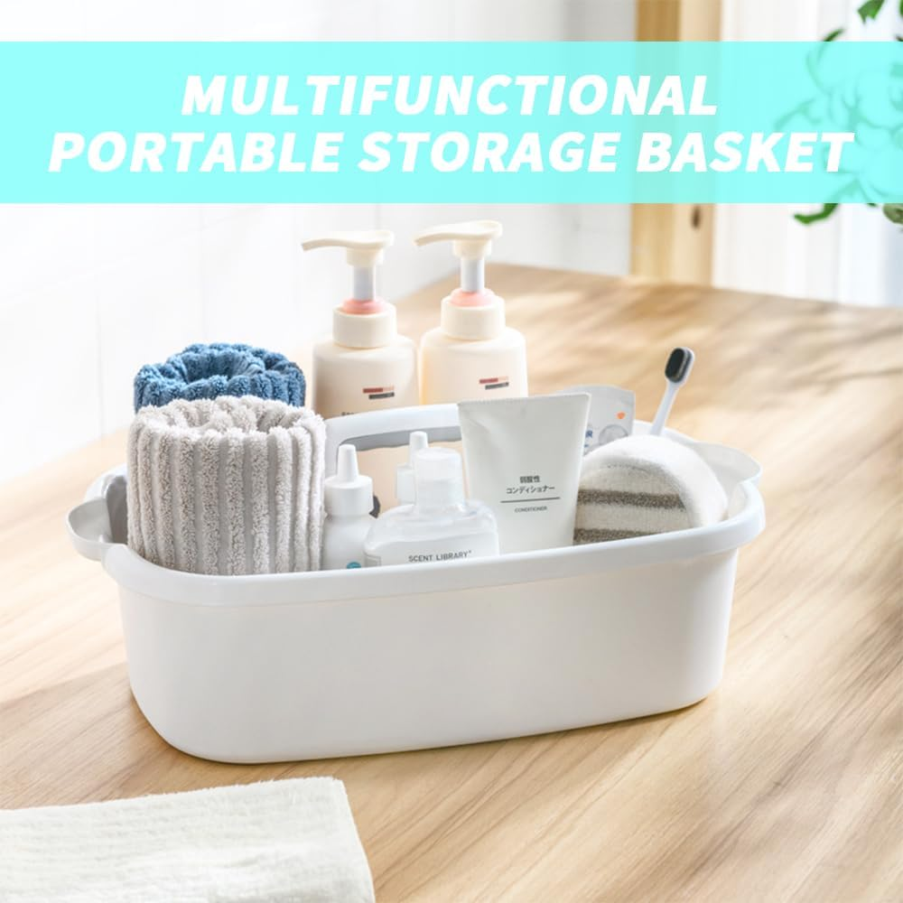 TOMVAES Plastic Storage Box with Handle, Cleaning Supply Containers, Bathroom Clear Bins for Cupboard Kitchen & Home Organisation (White) image number 6