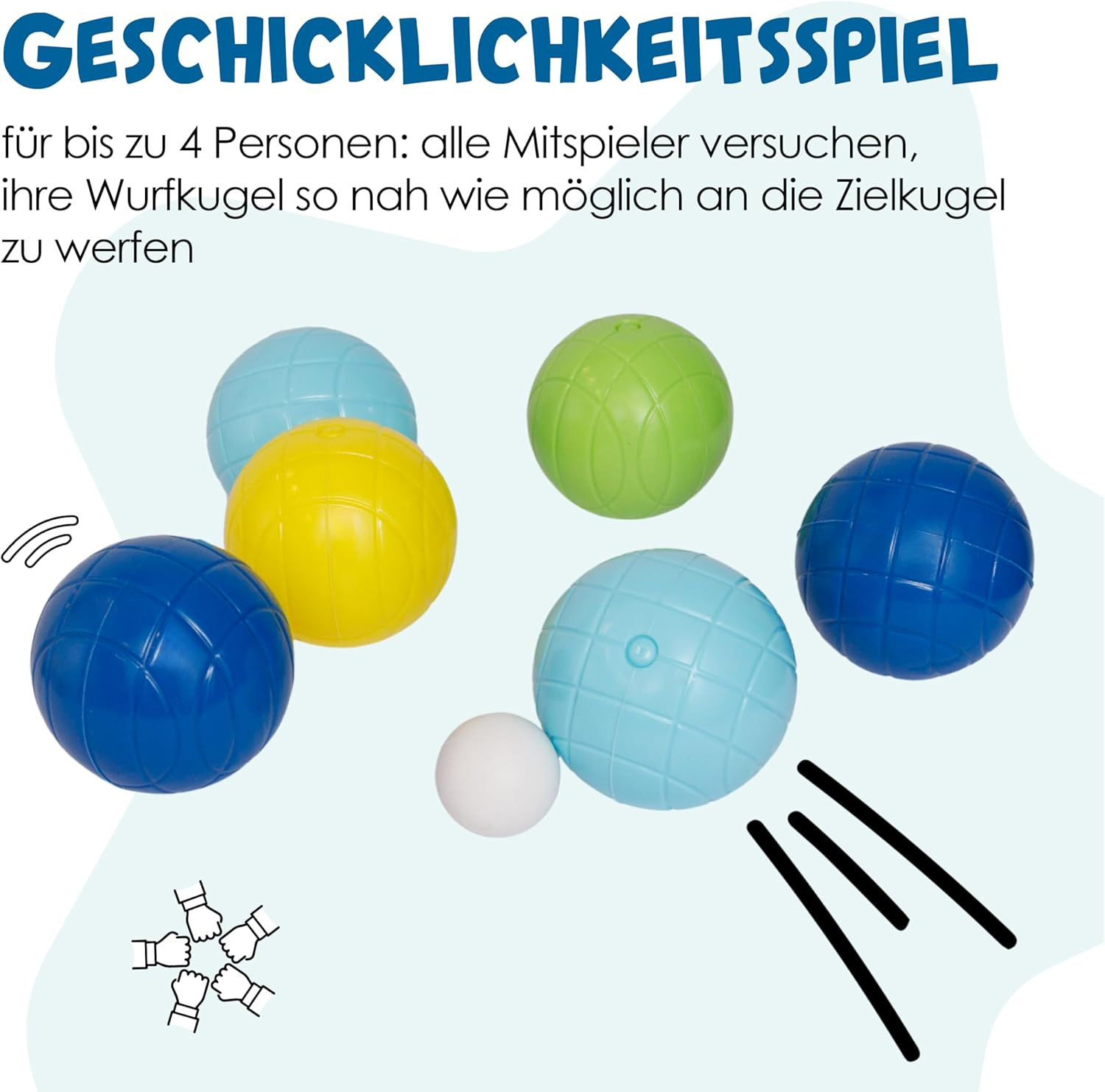 Alldoro 60044 Boccia Children'S Play Set 9 Pieces - Plastic - 8 Balls in 4 Colours + Target Ball and Case - for Outdoor Use image number 6