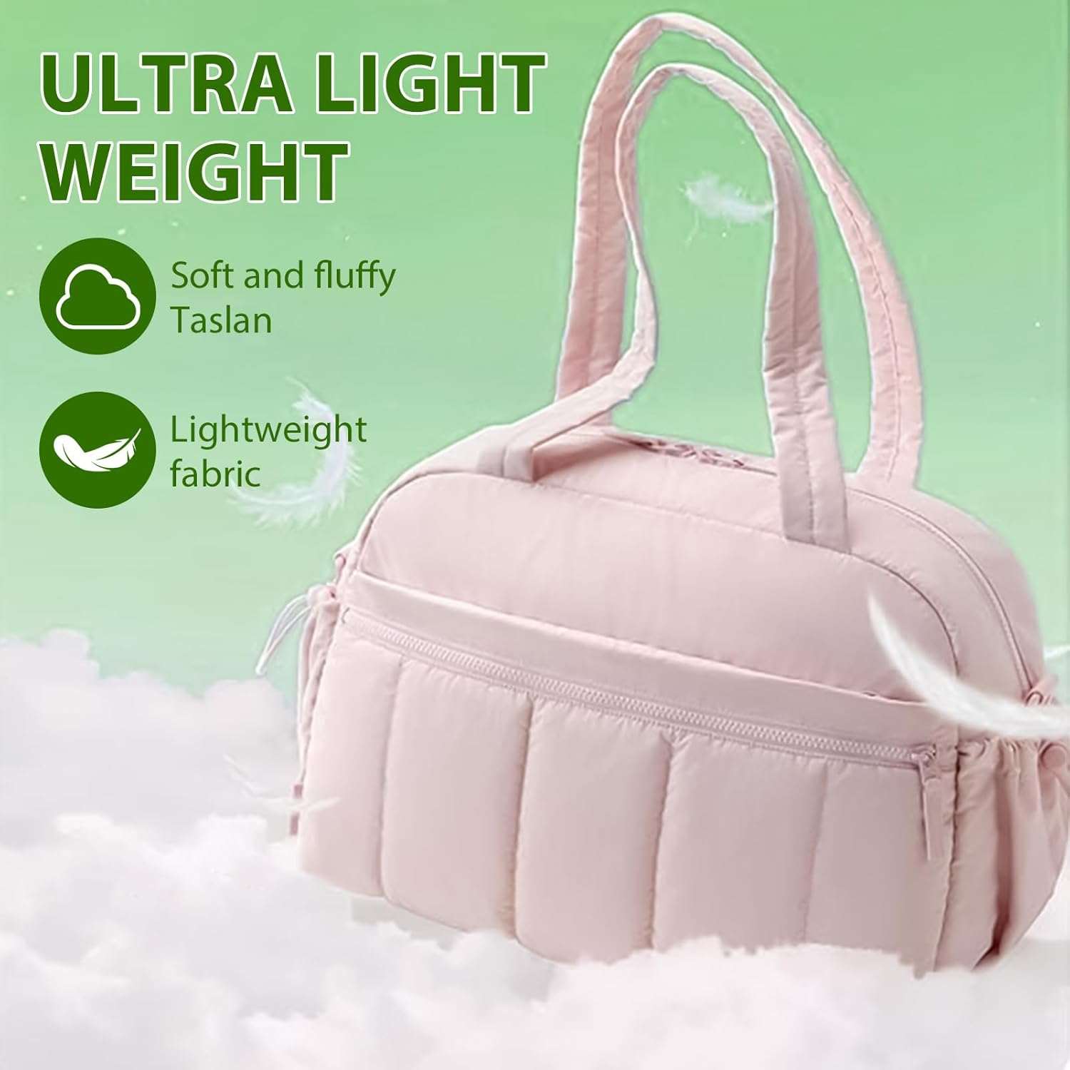 Gym Bag for Women, Duffle Bag for Travel with Wet Pocket, Lightweight Carry on Weekender Duffel (Beige) - Pink image number 6