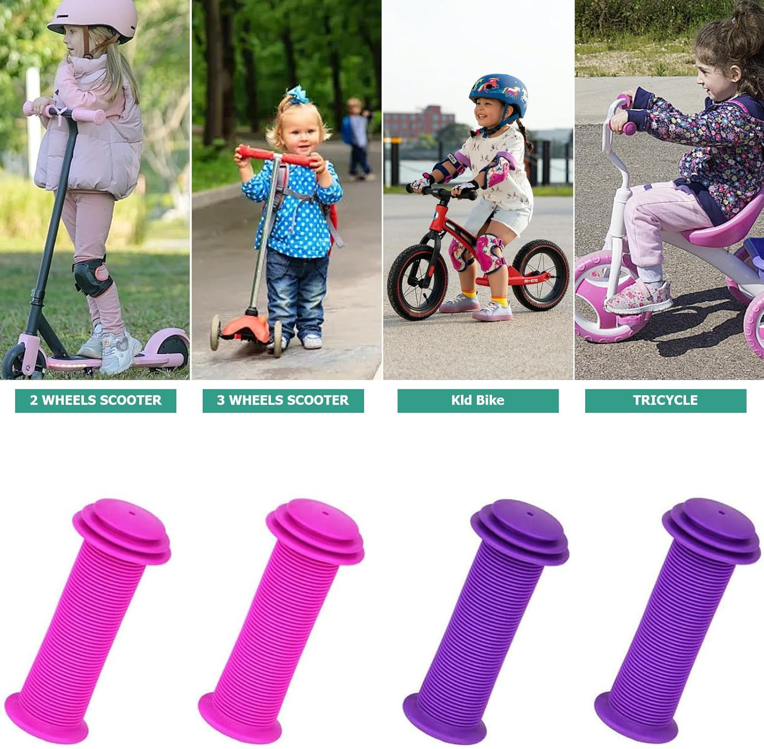 Bike Handlebar Grips, 4 Pcs Anti-Slip Soft Rubber Handlebar Grips for Universal Kids Bikes, Balance, Scooter, and Folding Bikes,Comfortable & Safe Bicycle Handle Bar Grips image number 3