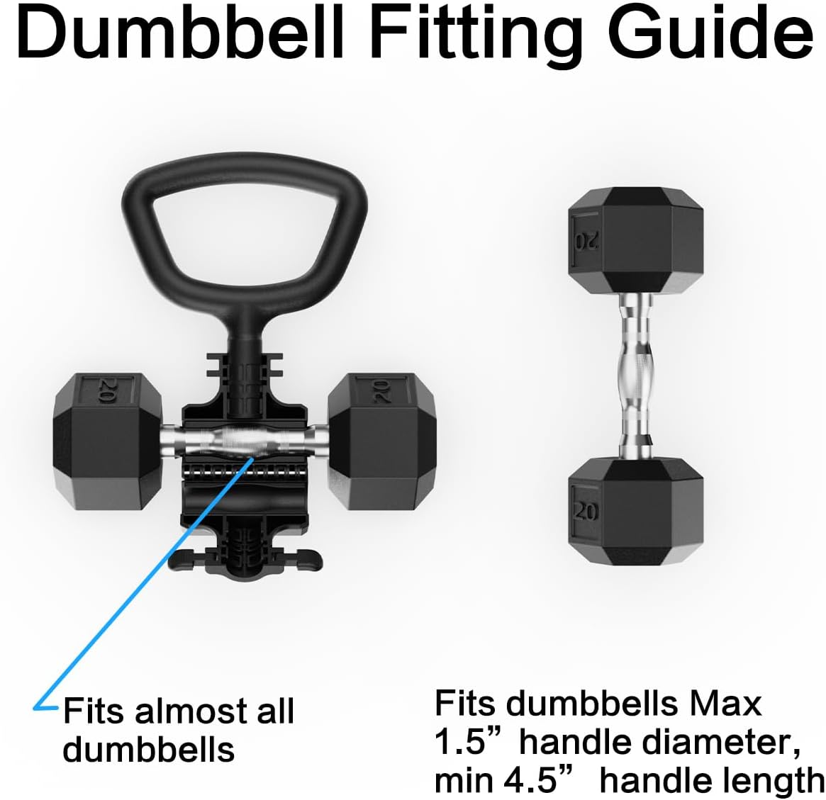 Dumbbell Kettlebell Converter by SEWD &ndash; Convert Dumbbells into Kettlebell for Home Gym Fitness &ndash; Adjustable Weights & up to 220LB Capacity Kettlebell Handle for Weight Lifting, 90-Degree Rotating image number 4