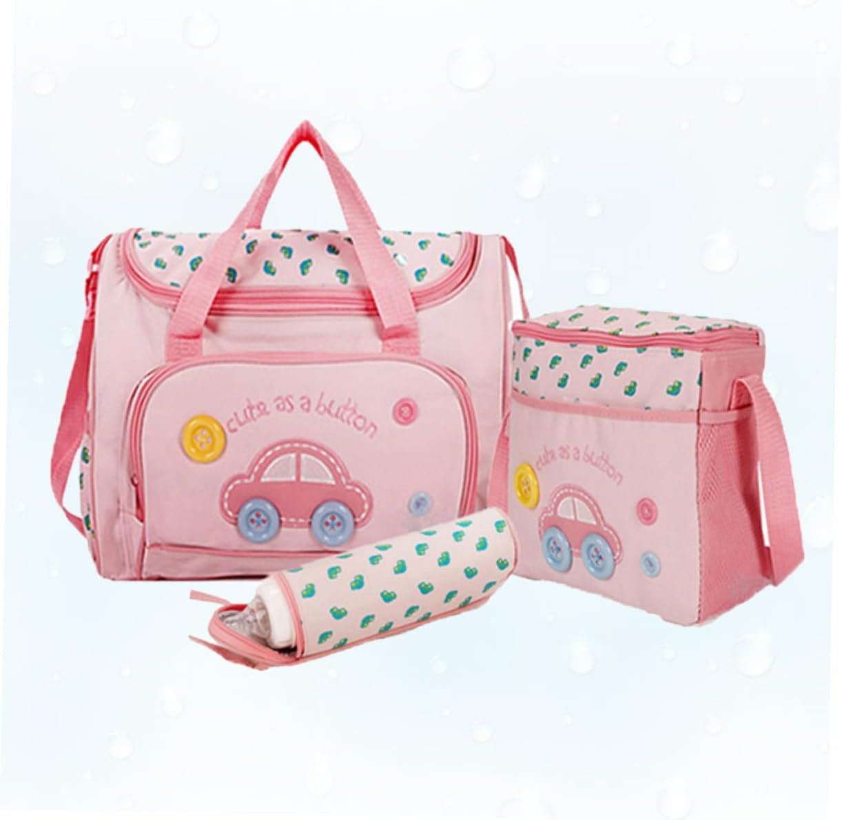 Totority Portable Diaper Bag Set 4-In-1 Multi-Function Mom Bag Large Nappy Bottle Car Theme Nappy Change Mat image number 1