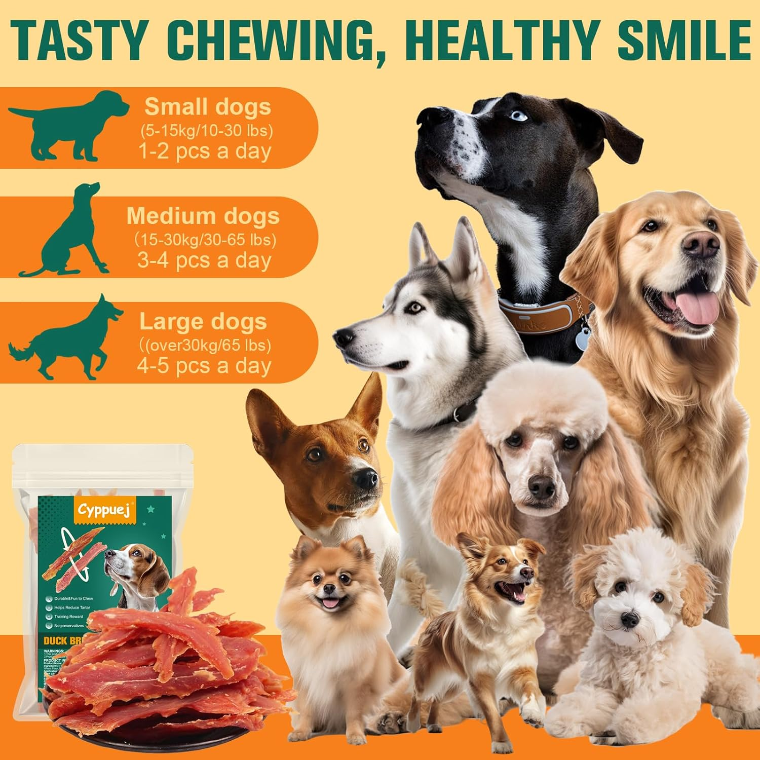 Duck Jerky Dog Treats for Training,Natural Ingredient Chews,High Protein Healthy Snacks for Reward and Training Small & Medium Dogs (200G) image number 5