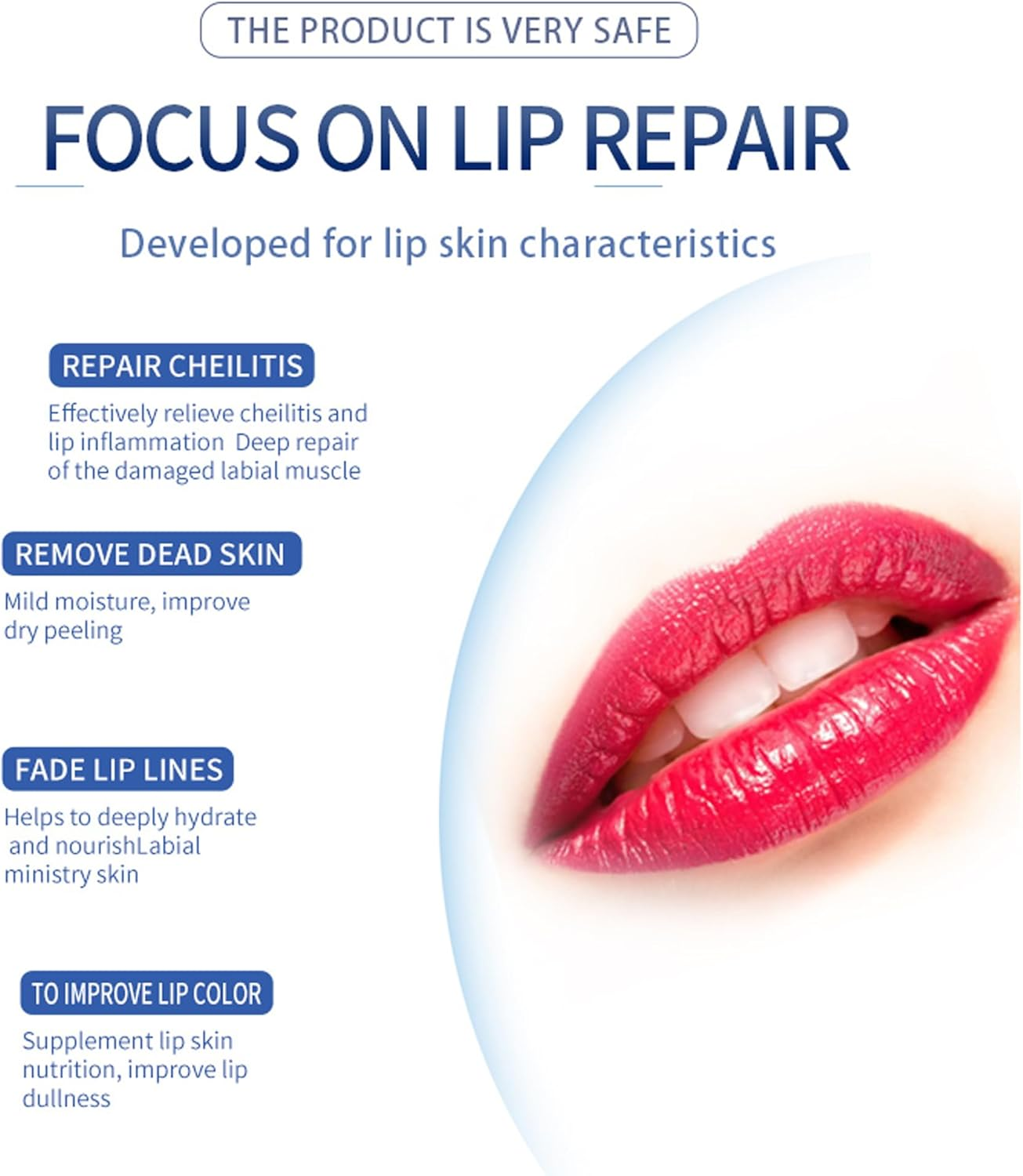 Lip Repair Gel for Cracked & Dry Lips - Intense Healing Balm with Mint Extract | Hydrating Protection | Antibacterial Formula