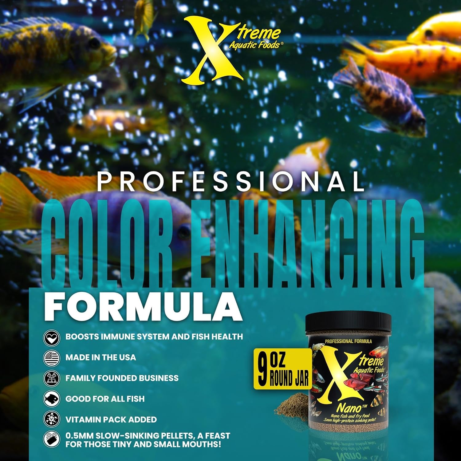 Xtreme Aquatic Food Nano 0.5Mm High-Protein Sinking Pellets for All Nano Fish and Fry 255 Grams (9Oz) image number 6