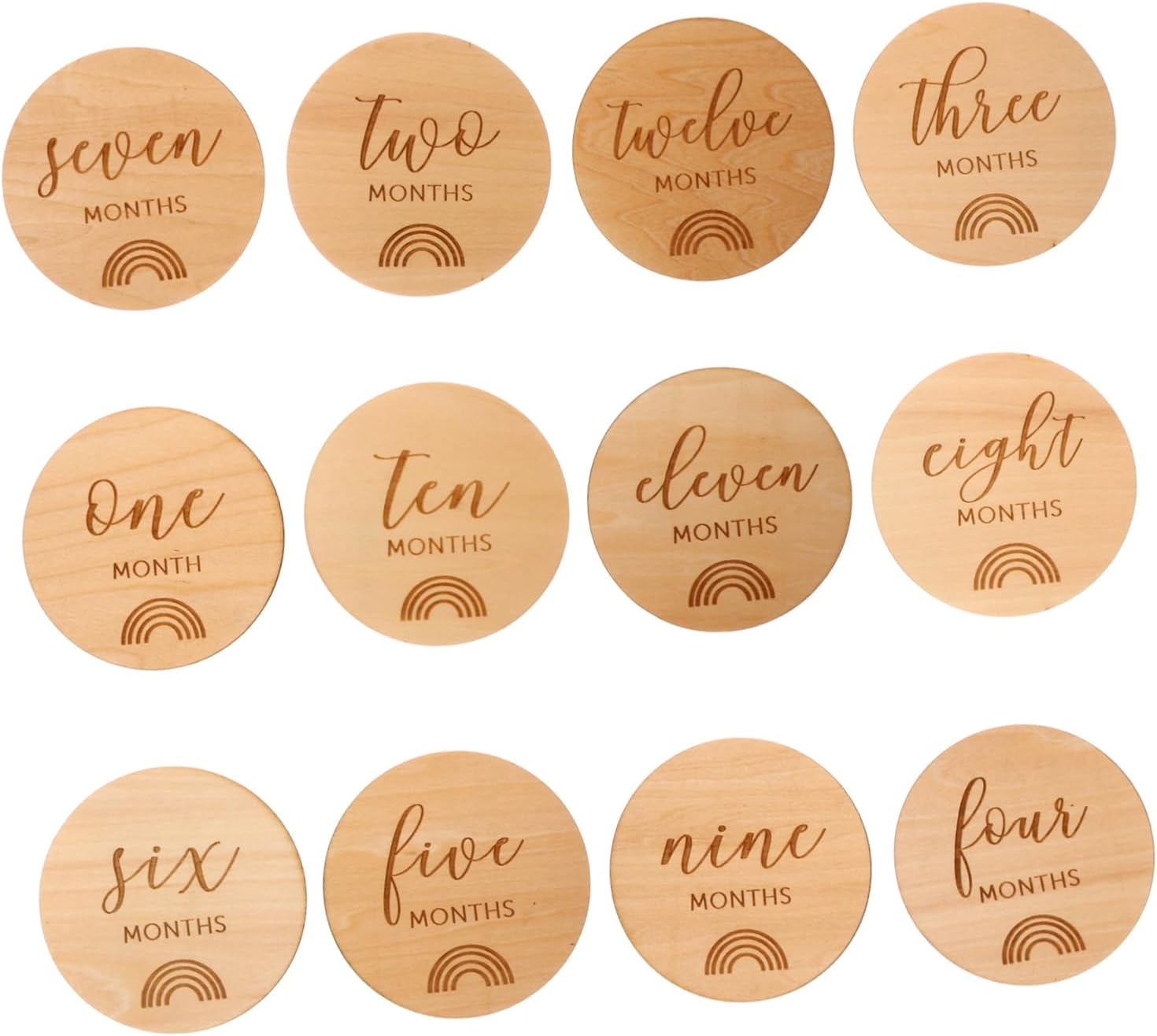 12Pcs Wooden Milestone Discs Photo Props for Milestone Cards Newborn Footprint Decoration Safe Skin-Friendly