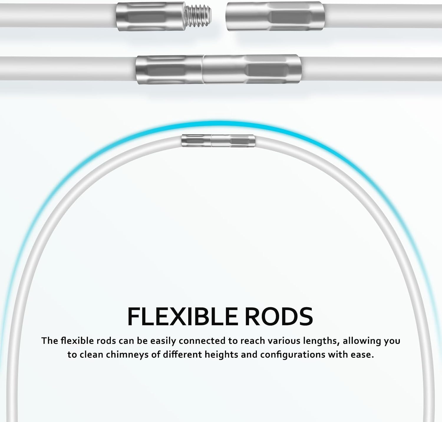 Balacoo Chimney Sweep Brush Kit, 20 Feet Chimney Cleaning Brush with 15 Flexible Extendable Rods & Two Sizes Heads for Fireplace Stove Efficient Maintenance image number 4