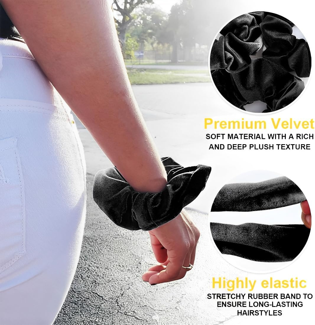 Pack of 3 Women'S Velvet Scrunchies with Zip Pocket, Girls Elastic Cable Elastics, Velvet Hair Bobbles with Hidden Zip Pocket, Elastic Hair Bands for Girls and Women image number 2
