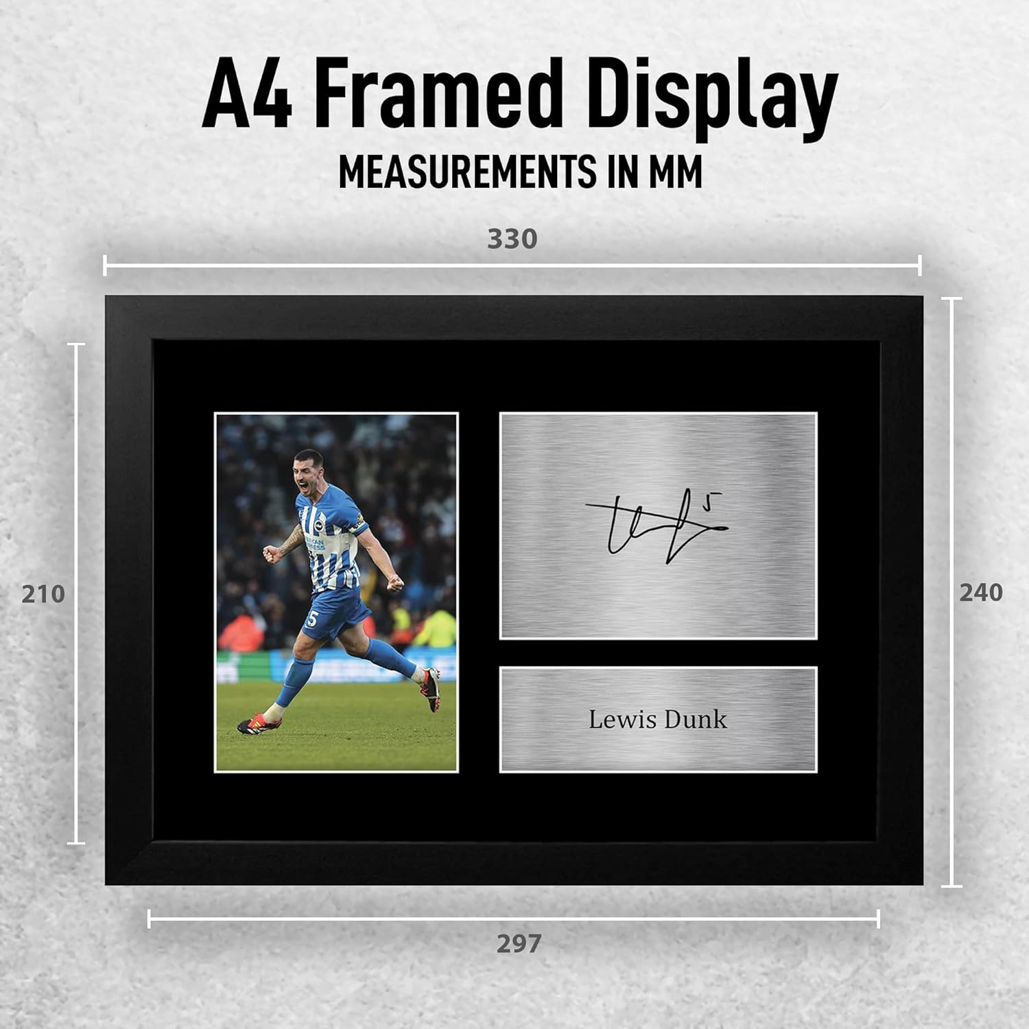 HWC Trading Lewis Dunk Brighton & Hove Albion Gifts Printed Signed Autograph Picture for Football Fans and Supporters - A4 Framed - Lewis Dunk (A3 Framed Display) image number 6