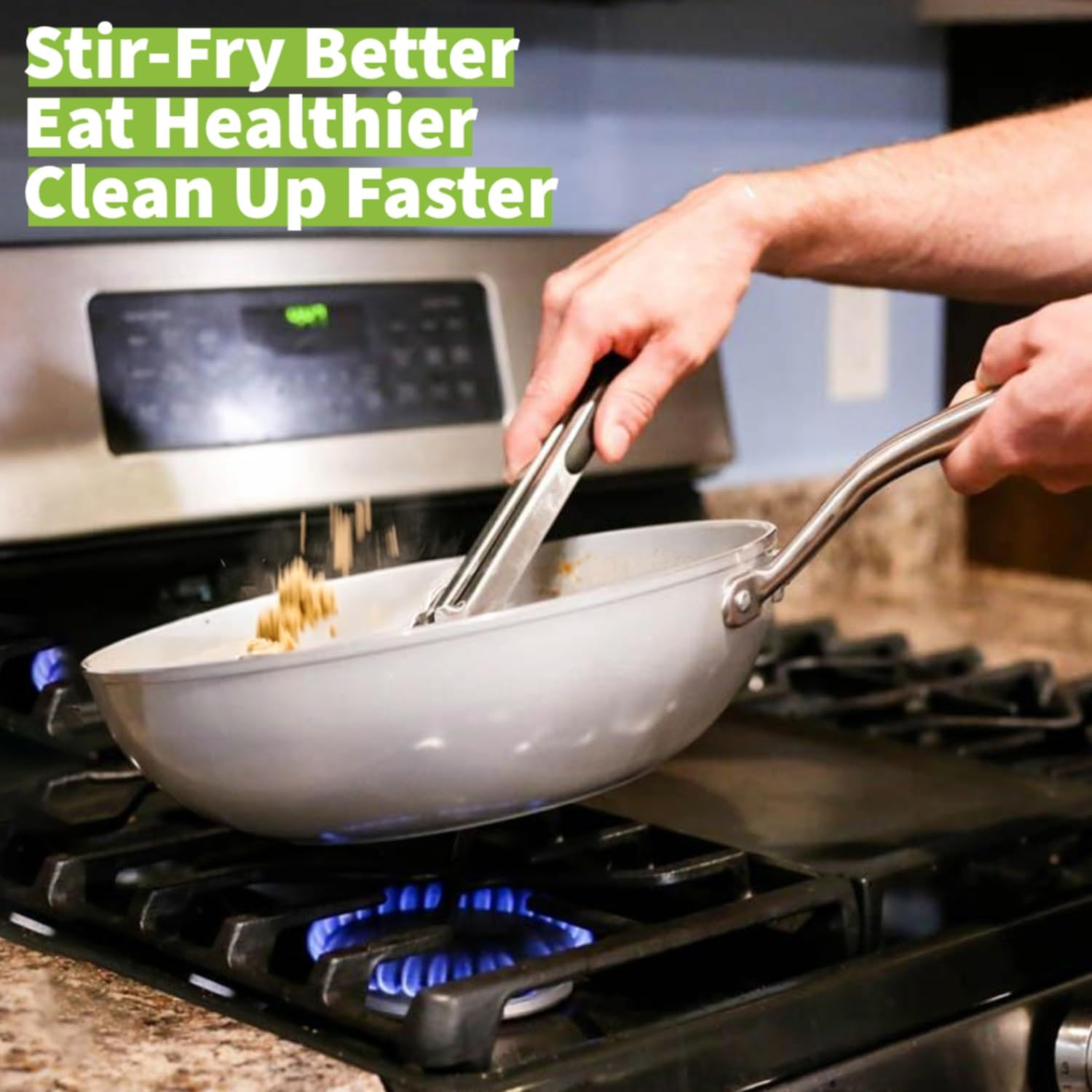 TECHEF Ceraterra 12 Ceramic Nonstick Wok/Stir-Fry Pan, (PTFE and Pfoa Free Ceramic Exterior & Interior), Made in Korea (12-In)