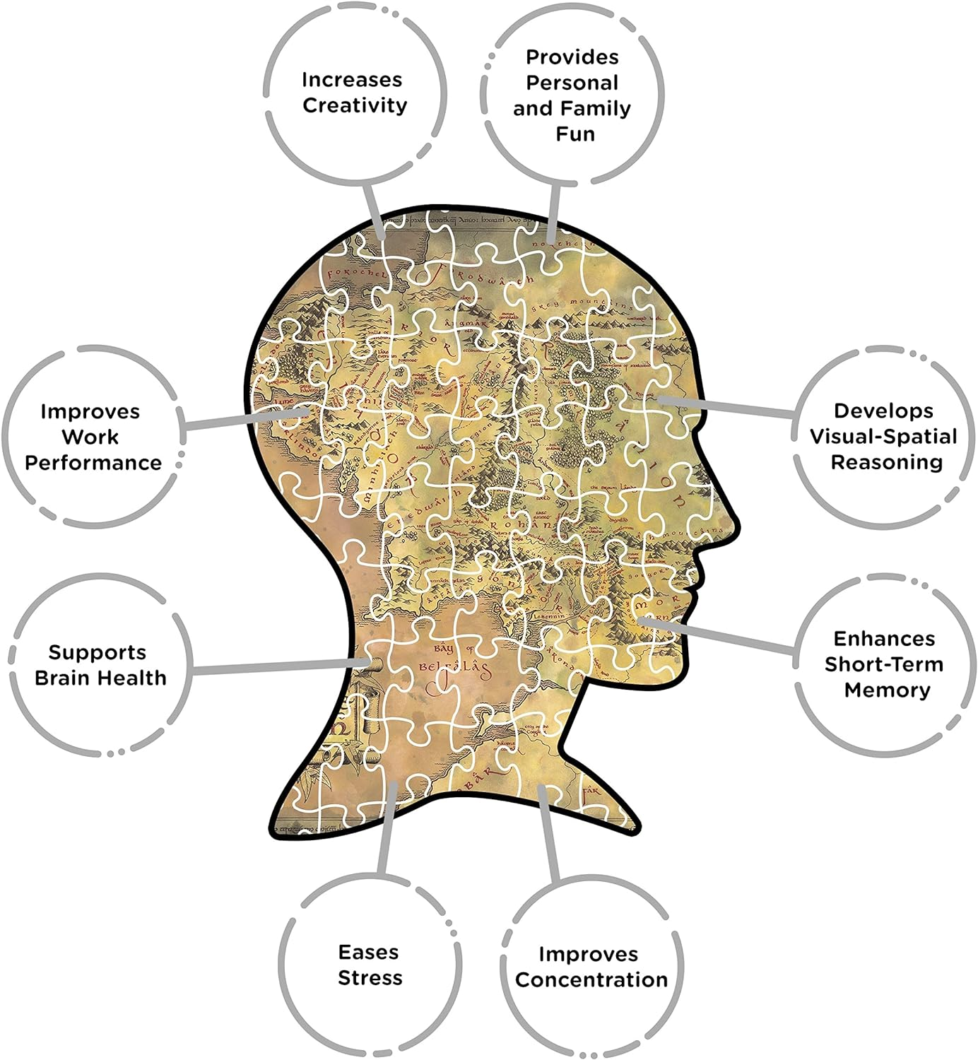 Aquarius Lord of the Rings Map Puzzle (1000 Piece Jigsaw Puzzle) - Glare Free - Precision Fit - Officially Licensed Lord of the Rings Merchandise & Collectibles - 20 X 28 In image number 1