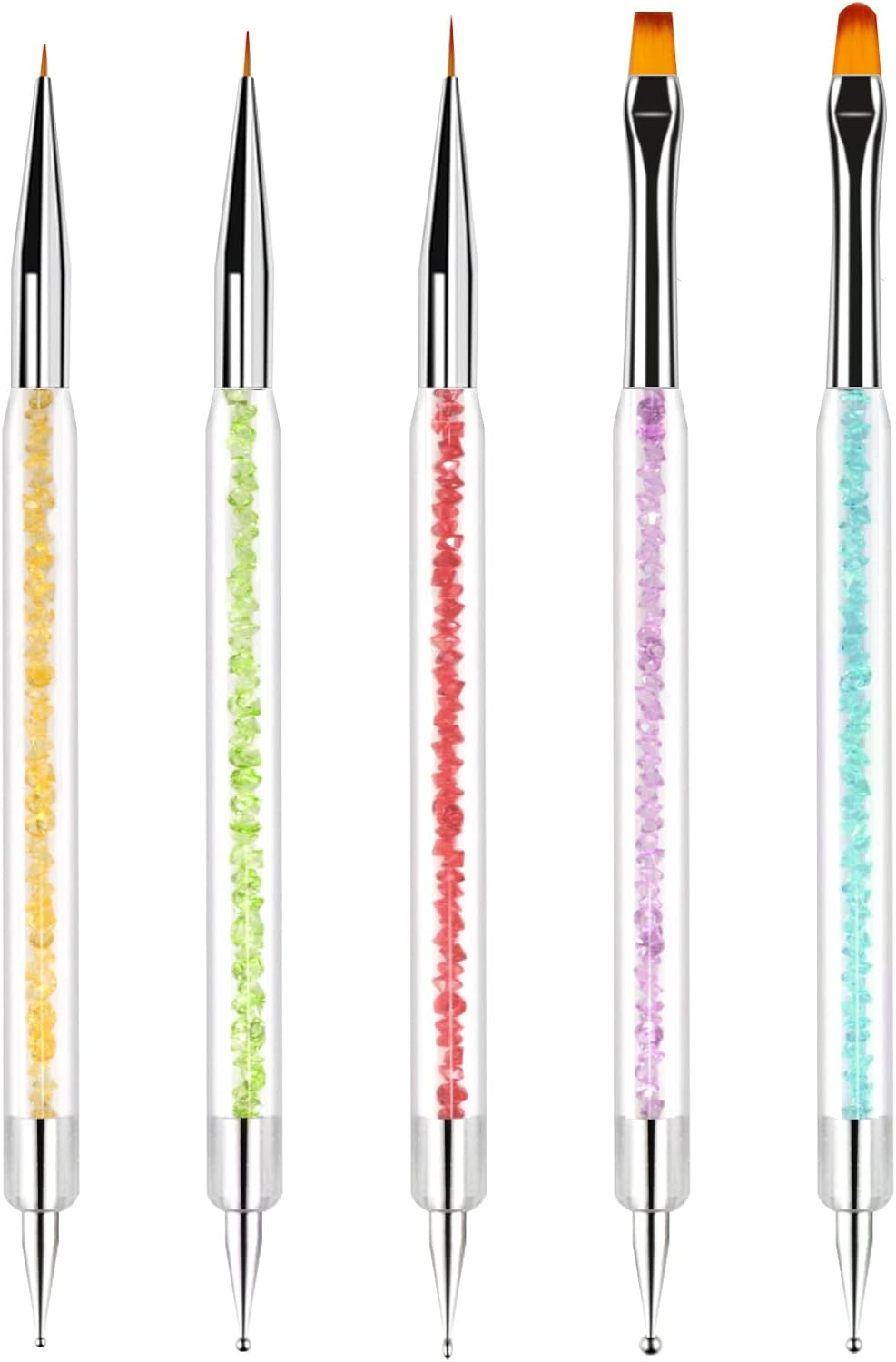 Sularpek Nail Art Brushes, 5 Pcsdouble-Ended Brush and Dotting Tool Kit, Nail Art Point Drill Drawing Brush Pen, Uv Gel Nail Brush, for Nail Art Design, Painting Detailing image number 6