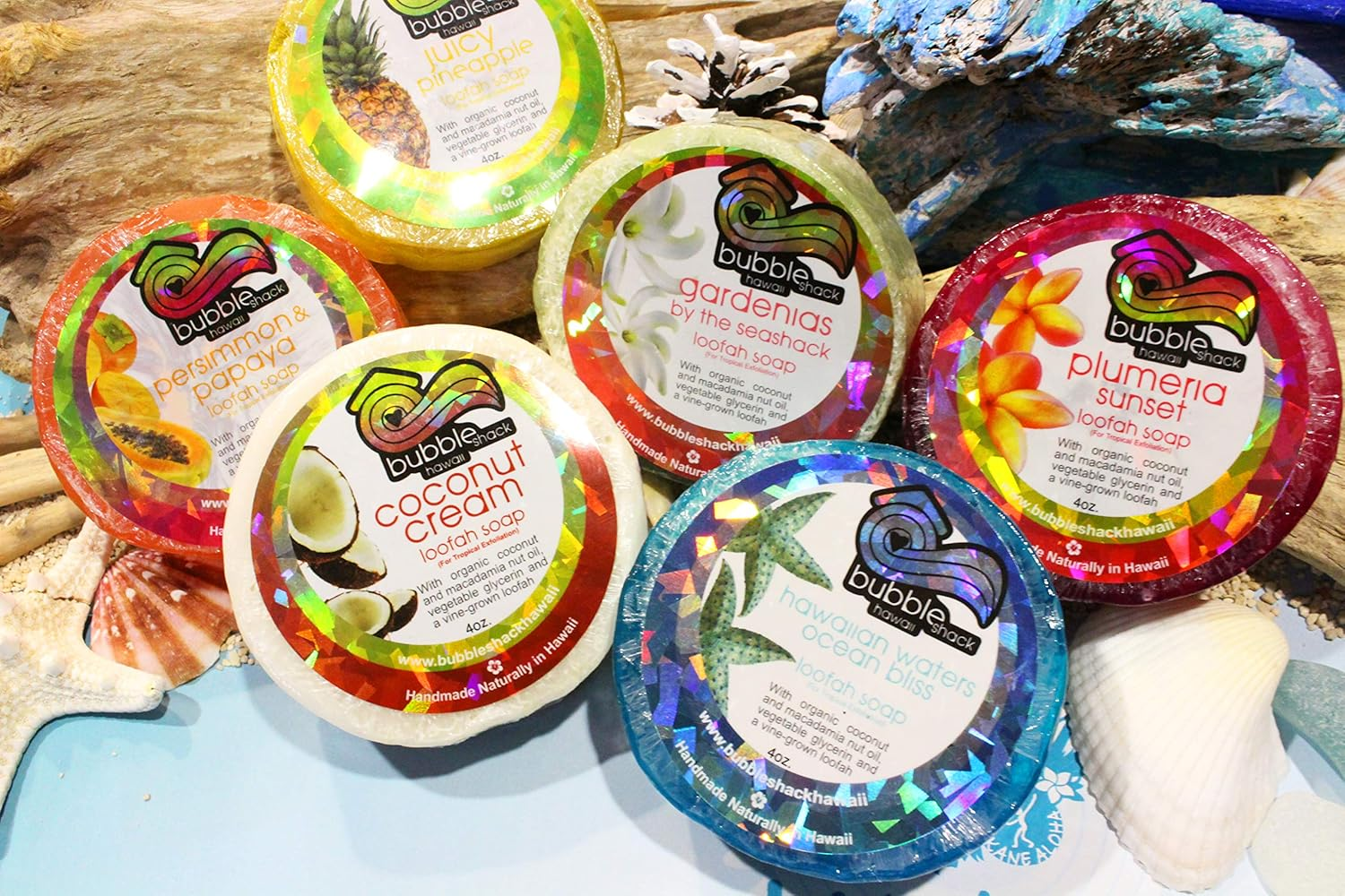 (1 Bar, Juicy Pineapple) - Bubble Shack Hawaii Coconut Mac Oil Loofah Soap (1 Bar, Juicy Pineapple) image number 2