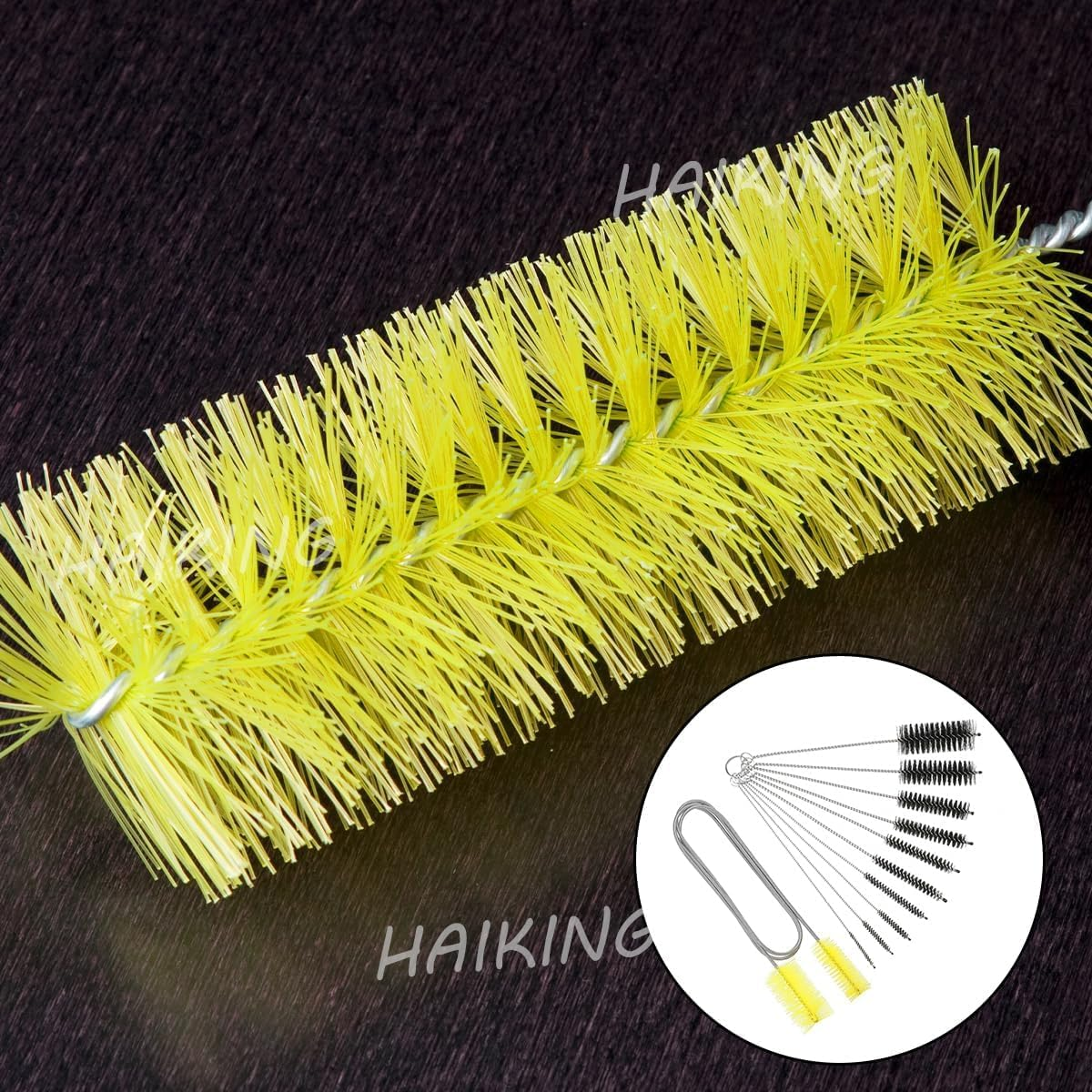 11 Types of Flexible Drainage Brushes and Straw Cleaning Brushes, Stainless Steel Double Headed Hose, Suitable for Fish Tanks, Glass Tubes, Homes, and Kitchens. Available in Two Colors (Yellow) image number 1