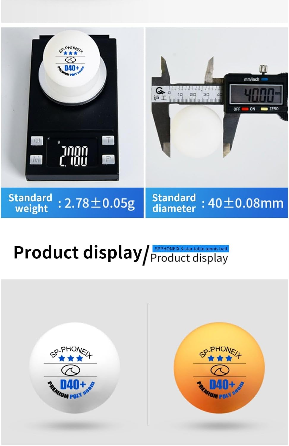 Spphoneix 3 Star 20PCS 50PCS 100 PCS Table Tennis Balls Professional Ping Pong Balls Training Balls 40+ for Competition and Recreational Play