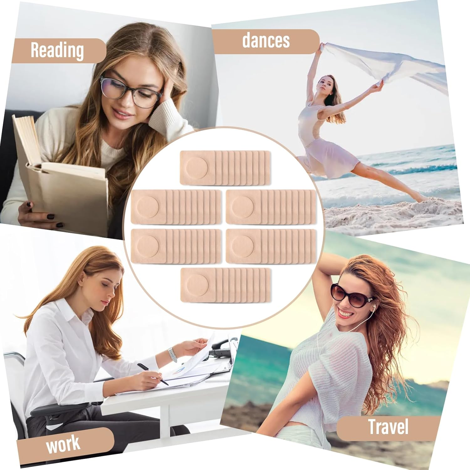 100Pcs Castor Oil Patches, Breathable Non - Woven for Women, Portable 6Cm/2.36In Multi-Layer Anti-Leak Strong Adhesion Castor Oil Pack image number 3