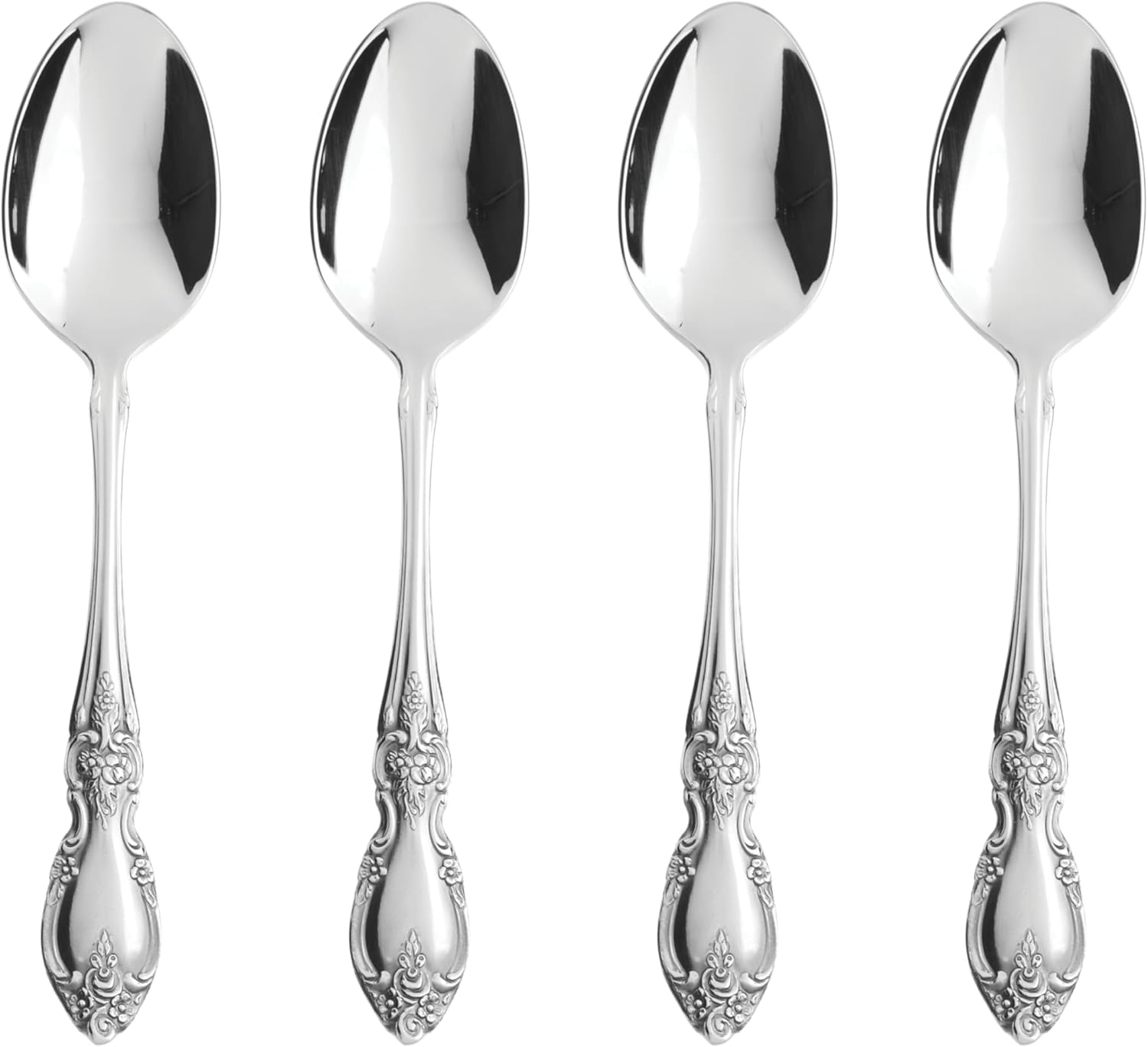 Oneida Louisiana 4-Piece Fine Teaspoons Set, 18/8 Stainless Steel Teaspoon Set, Service for 4, Dishwasher Safe, Small Spoons, Silverware, Mirror Finish, Utensils, Flatware, Tableware (Silver, 4 Piece) image number 4