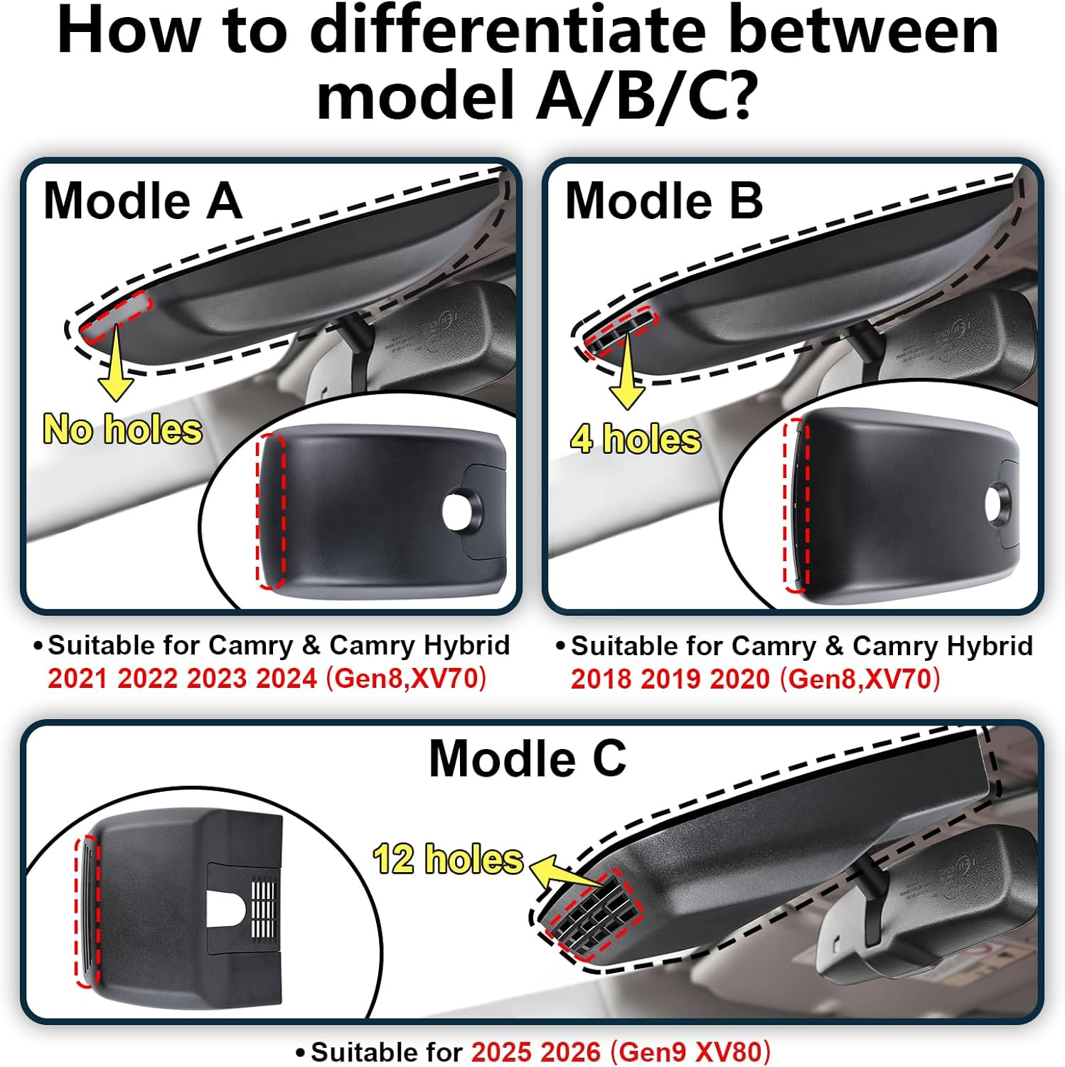 Front 4K & Rear 1080P Dash Cam Custom Fit for Toyota Camry & Camry Hybrid 2018 2019 2020 (Model B), LE L XLE SE XSE Sedan 4D, Integrated OEM Look, UHD 2160P, App & Wifi,Gps,128Gb Card image number 6