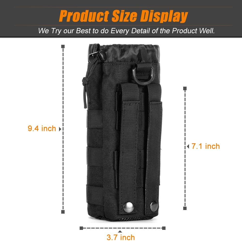 Upgraded Sports Water Bottle Pouch Bag, Drawstring Molle Holder, Travel Mesh Hydration Carrier for Tactical Pouches - Acu-2Pack image number 4