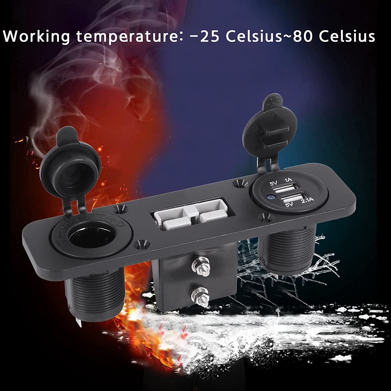 Bopfimer Flush Mount for Anderson Plug Socket Double USB Charger Socket Panel for Caravan Boat Truck image number 3