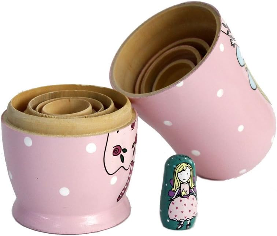 Handmade Wooden Nesting Doll Russian Doll Kits Colourful Decoration (Fairy Angel) image number 5