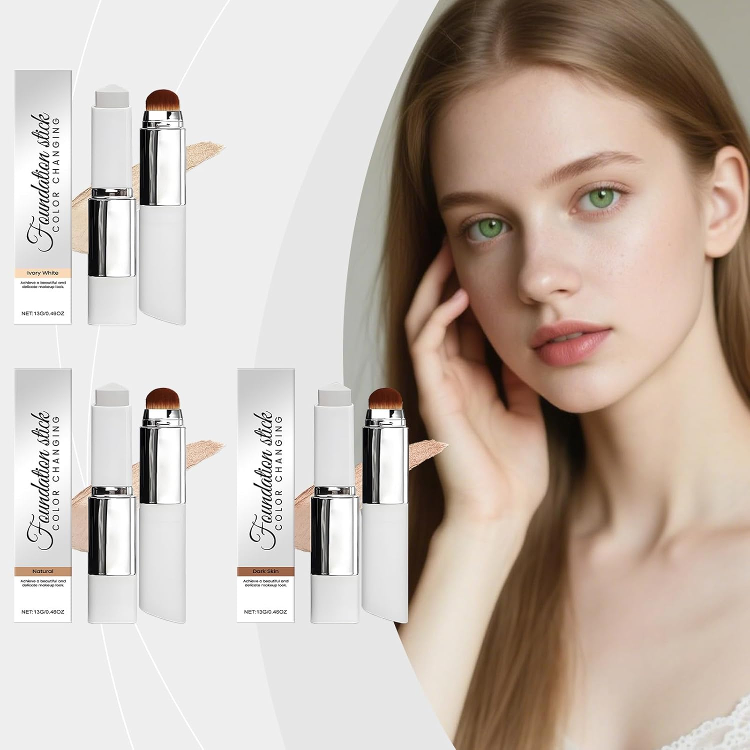 Cover Cream Stick V, Detachable Brush,Korean Color Changing Foundation With,Full to Medium Coverage Base Makeup (Natural) image number 5